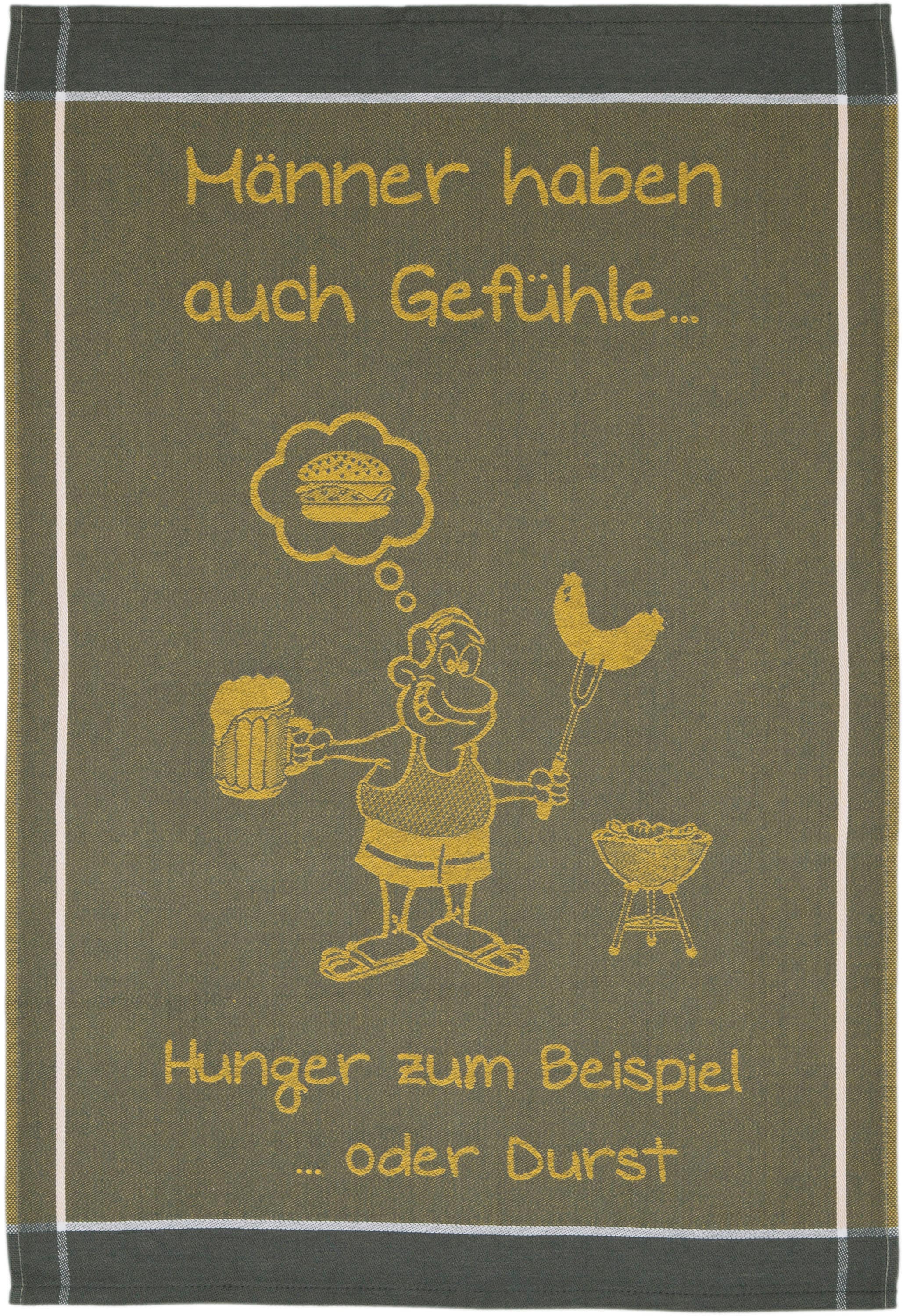 ROSS Chiffon à vaisselle »Männer haben auch Gefühle… Hunger zum Beispiel oder Durst« Serviette à imprimer, 100% coton