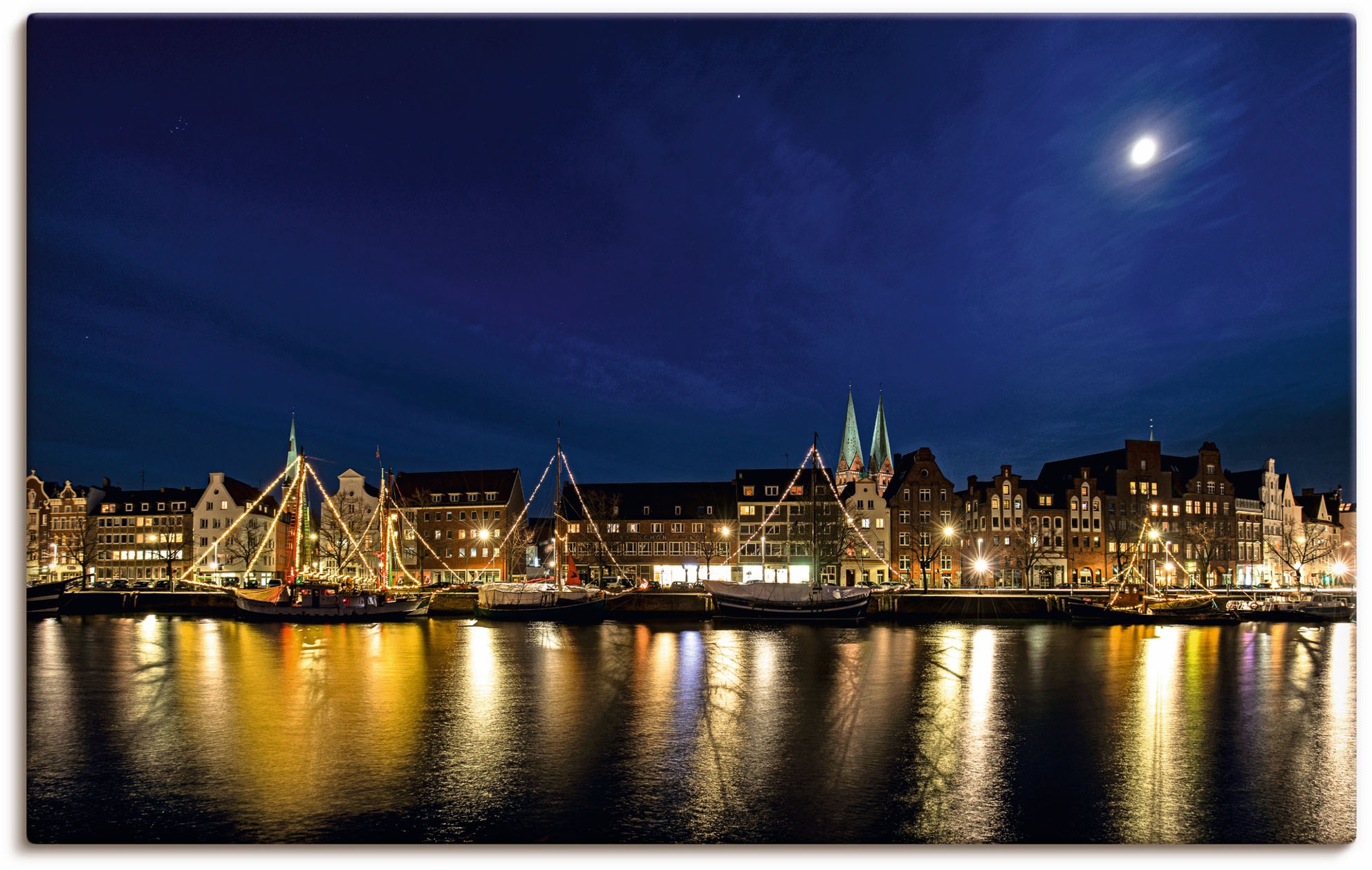 Image of Artland Wandbild »Skyline Lübeck«, Stadt, (1 St.), in vielen Grössen & Produktarten - Alubild / Outdoorbild für den Aussenbereich, Leinwandbild, Poster, Wandaufkleber / Wandtattoo auch für Badezimmer geeignet bei Ackermann Versand Schweiz