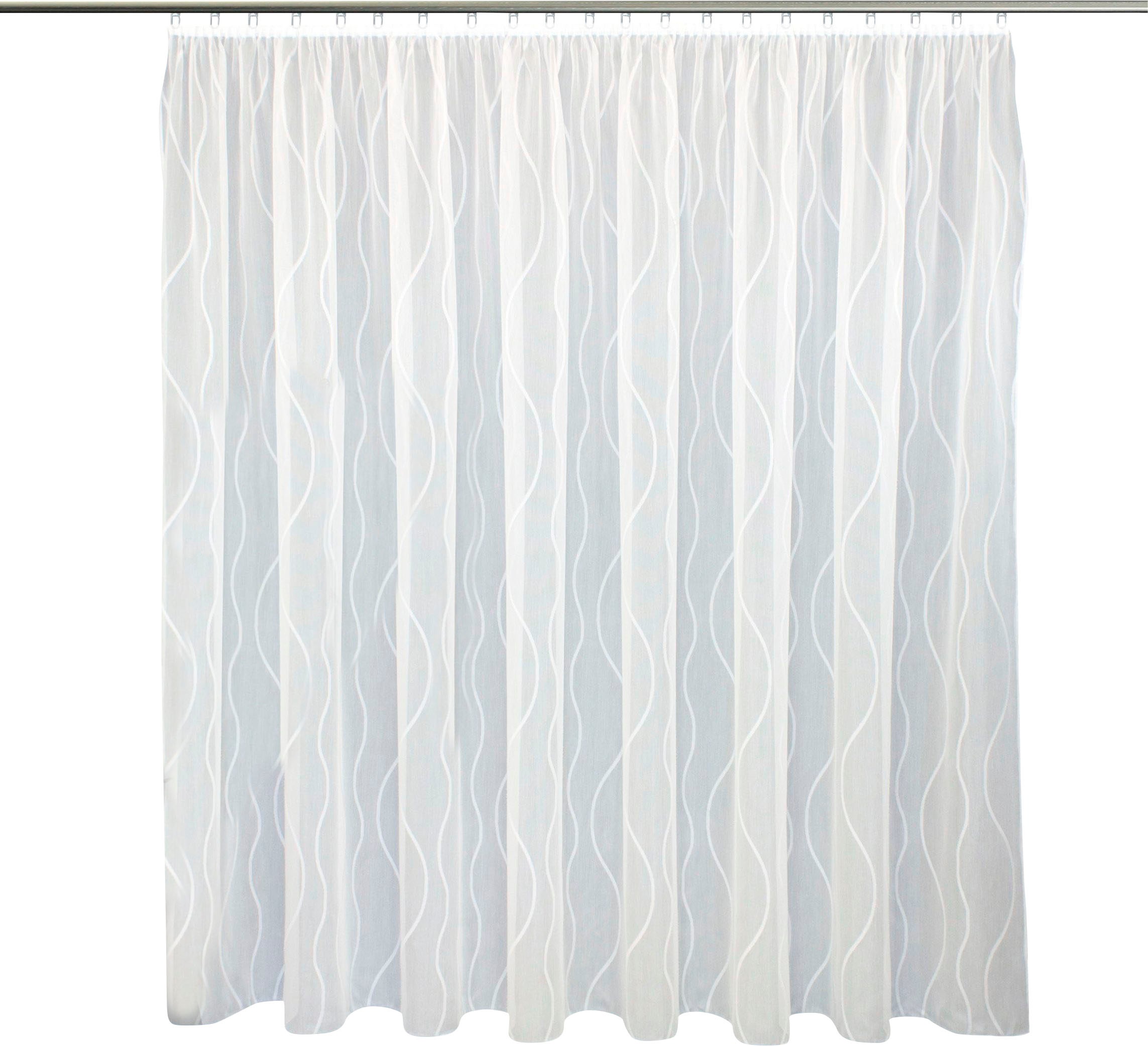 Image of VHG Gardine nach Mass »Kira«, (1 St.), Webgardine, Scherli, Welle, grafisch, gemustert, silberfarben, halbtransparent, gewebt, verschiedene Grössen, Beschwerungsband bei Ackermann Versand Schweiz