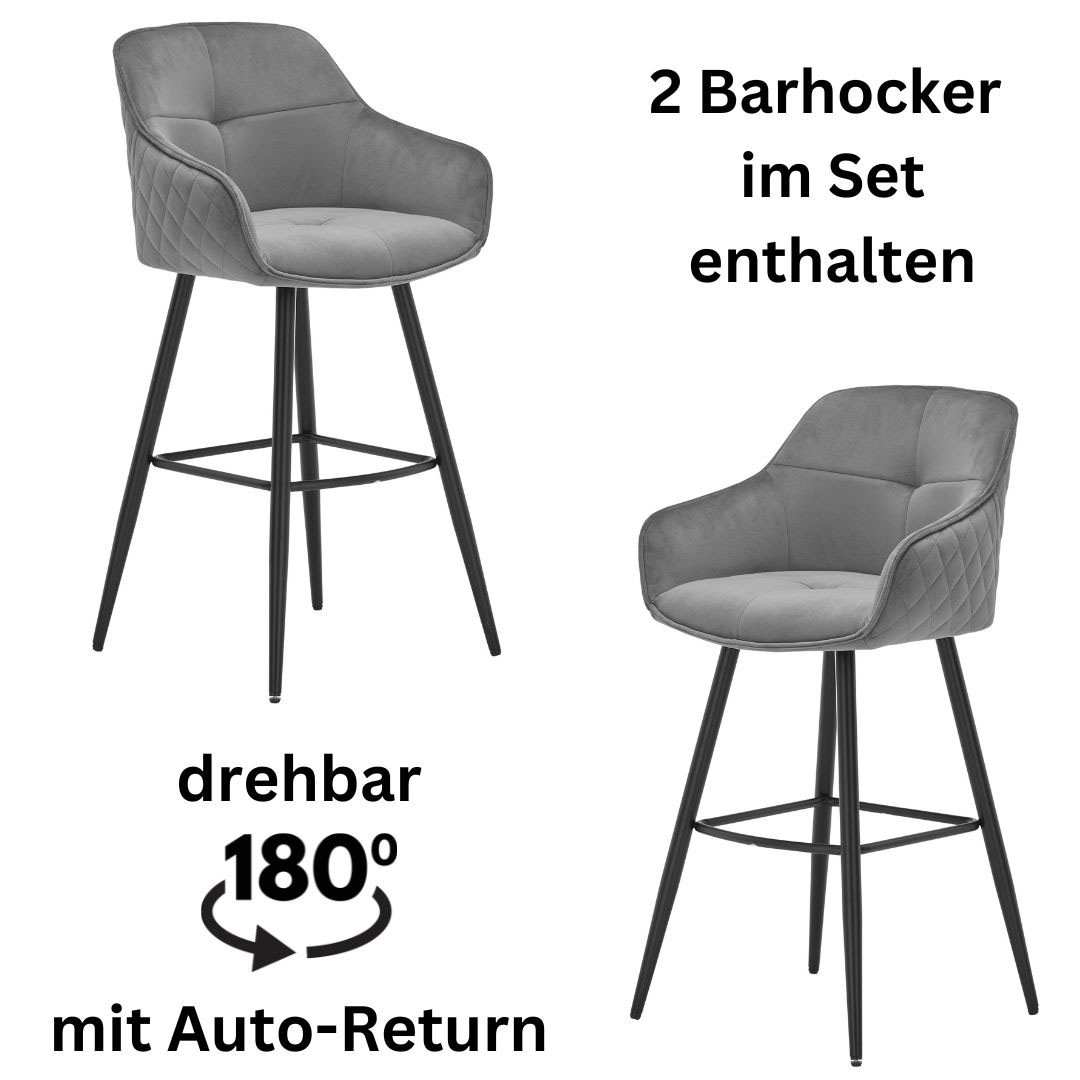 Image of Stolkom Barhocker "Emma" Set, 2 Stk. tlg. Komfortsitzhöhe 73 cm, 180drehbar Auto Return funktion