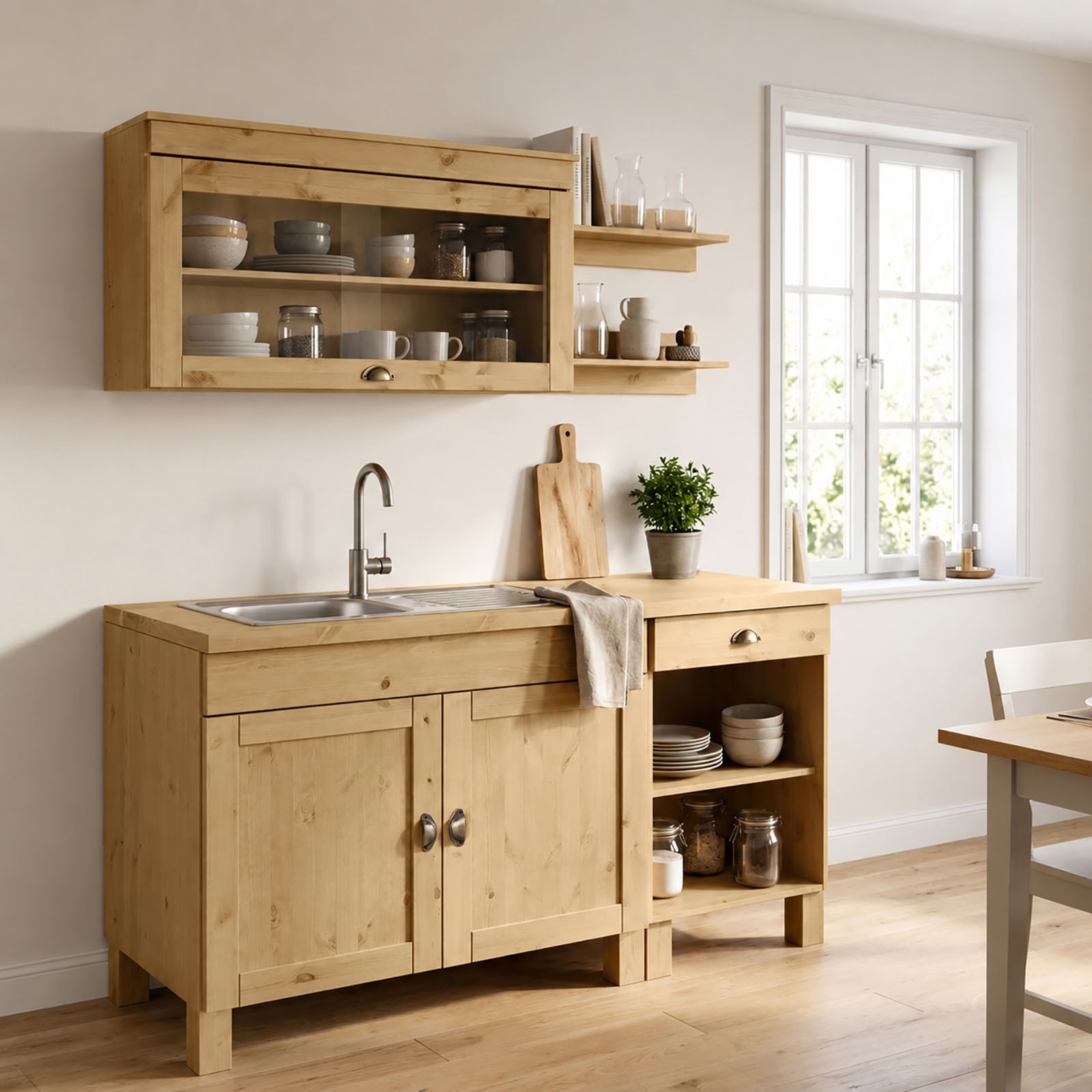 Home affaire Spülenschrank »Oslo« 100 cm breit, inklusive Einbauspüle aus Edelstahl, aus Kiefer