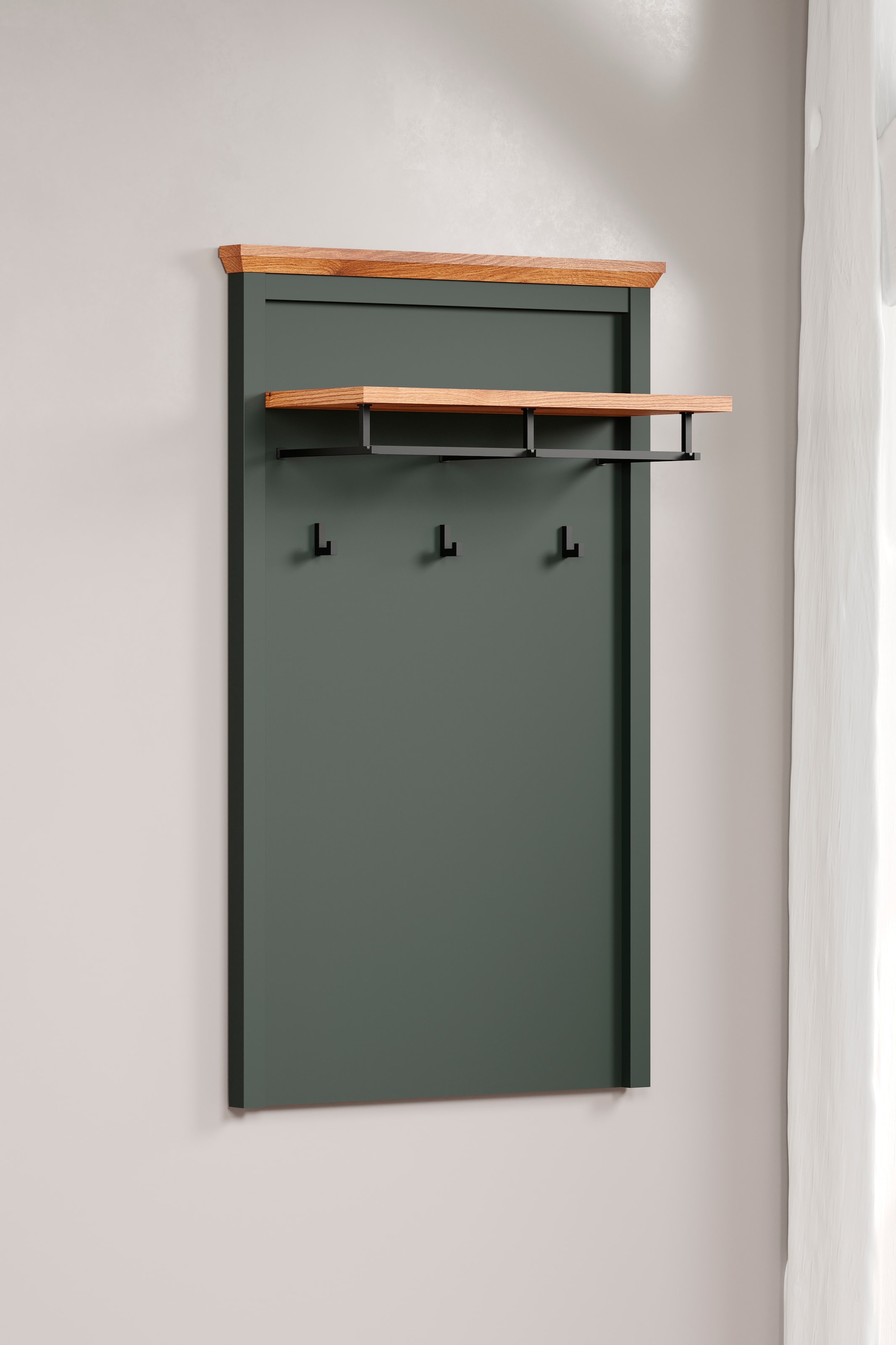 Home affaire Garderobenpaneel »Vienna«, (1 St.), Wandgarderobe mit Hutablage, Kleiderstange und 3 Haken - 77/28/123 cm