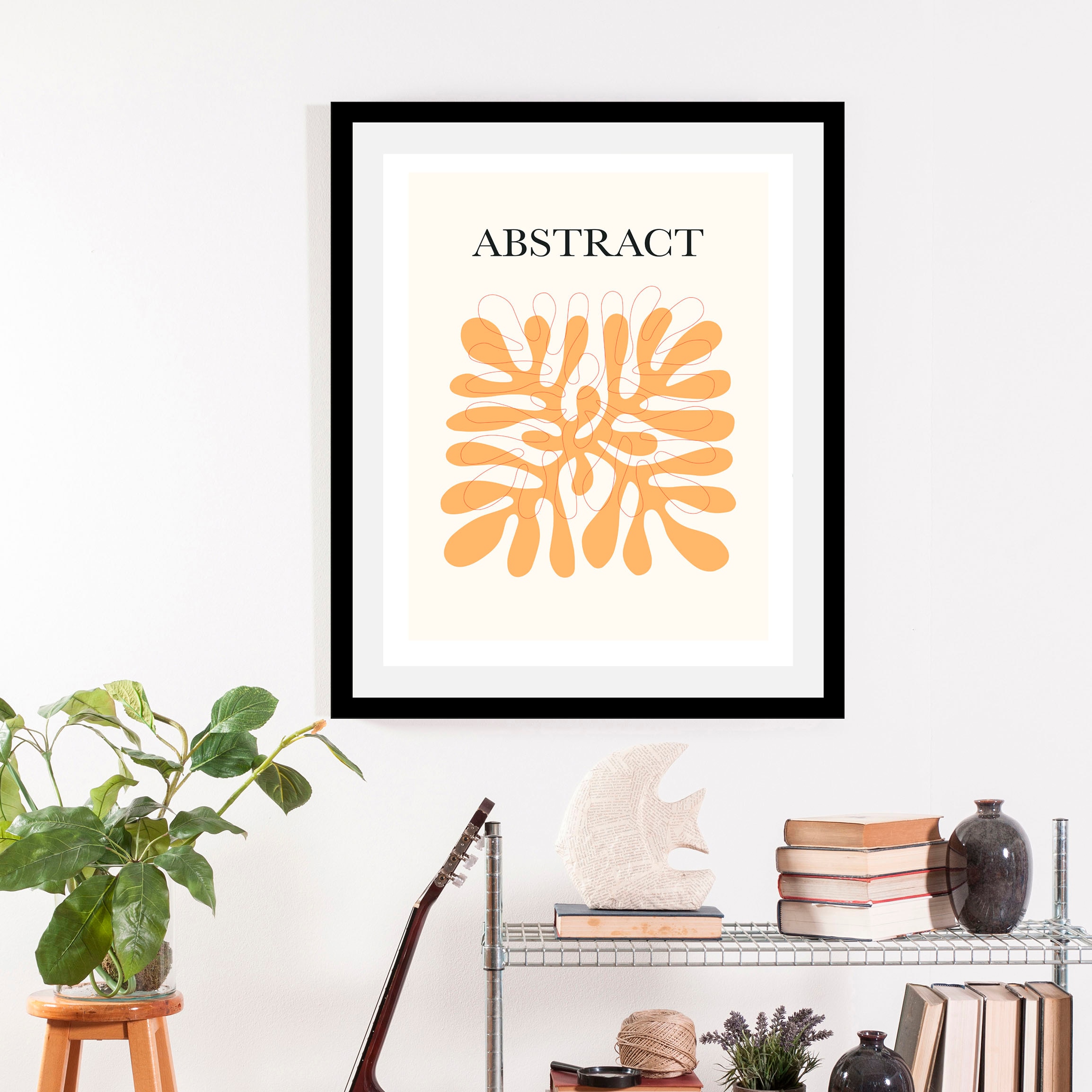 Image of queence Bild "Abstract" Blumen Kunst Schriftzug 1 Stk. tlg. gerahmt