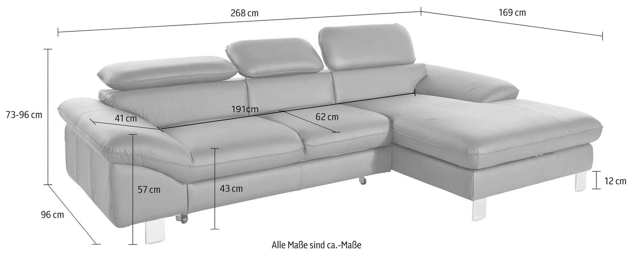 COTTA Ecksofa Driver, mit Kopfteilverstellung, wahlweise mit Bettfunktion