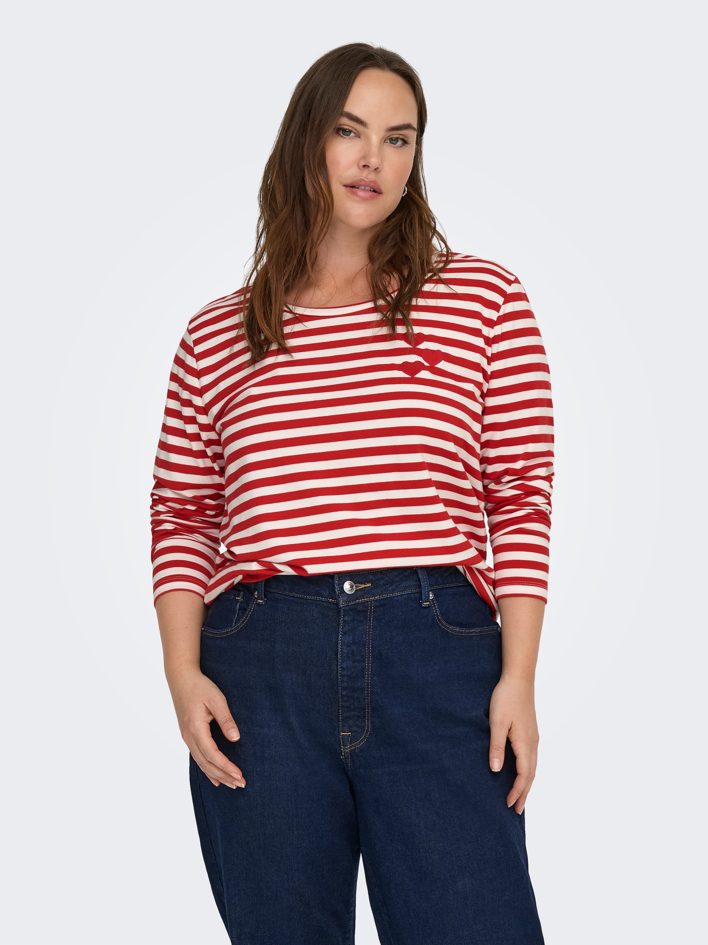 ONLY CARMAKOMA Langarmshirt »CARBODIL L/S O-NECK BLOUSE JRS« Materialmix, regular fit