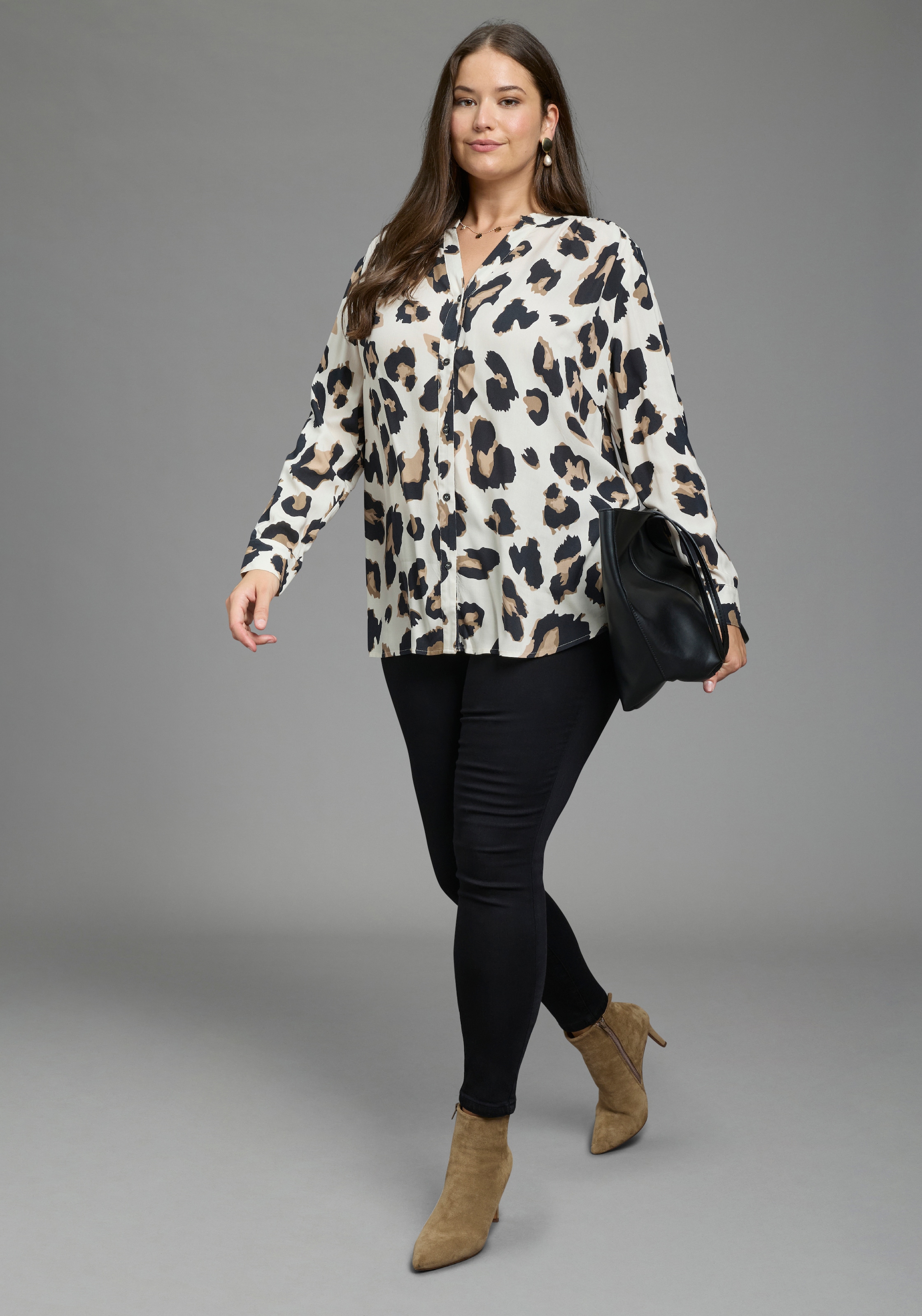 Laura Scott CURVE Chemisier long »Grosse Grössen« style tunique en viscose douce