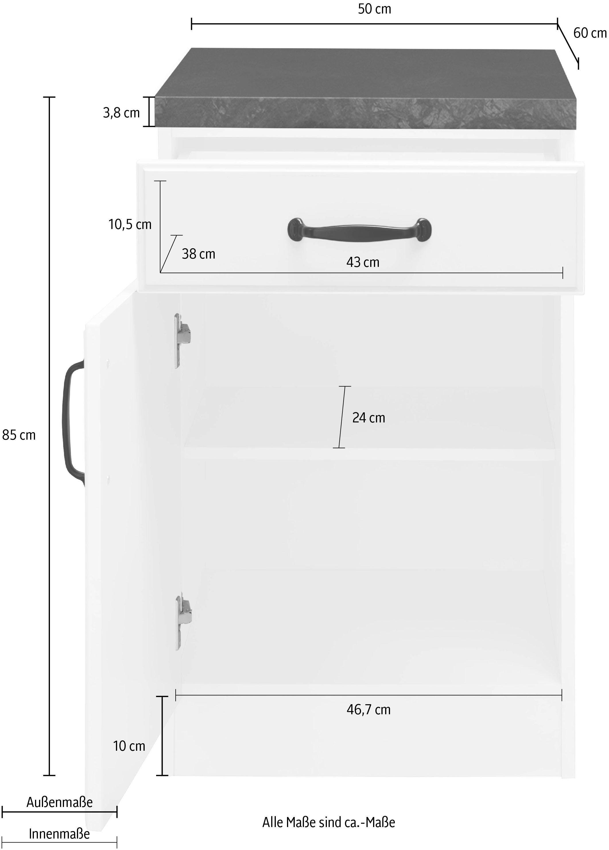 ♕ wiho versandkostenfrei 50 »Erla«, Küchen auf Unterschrank breit cm mit Kassettenfront