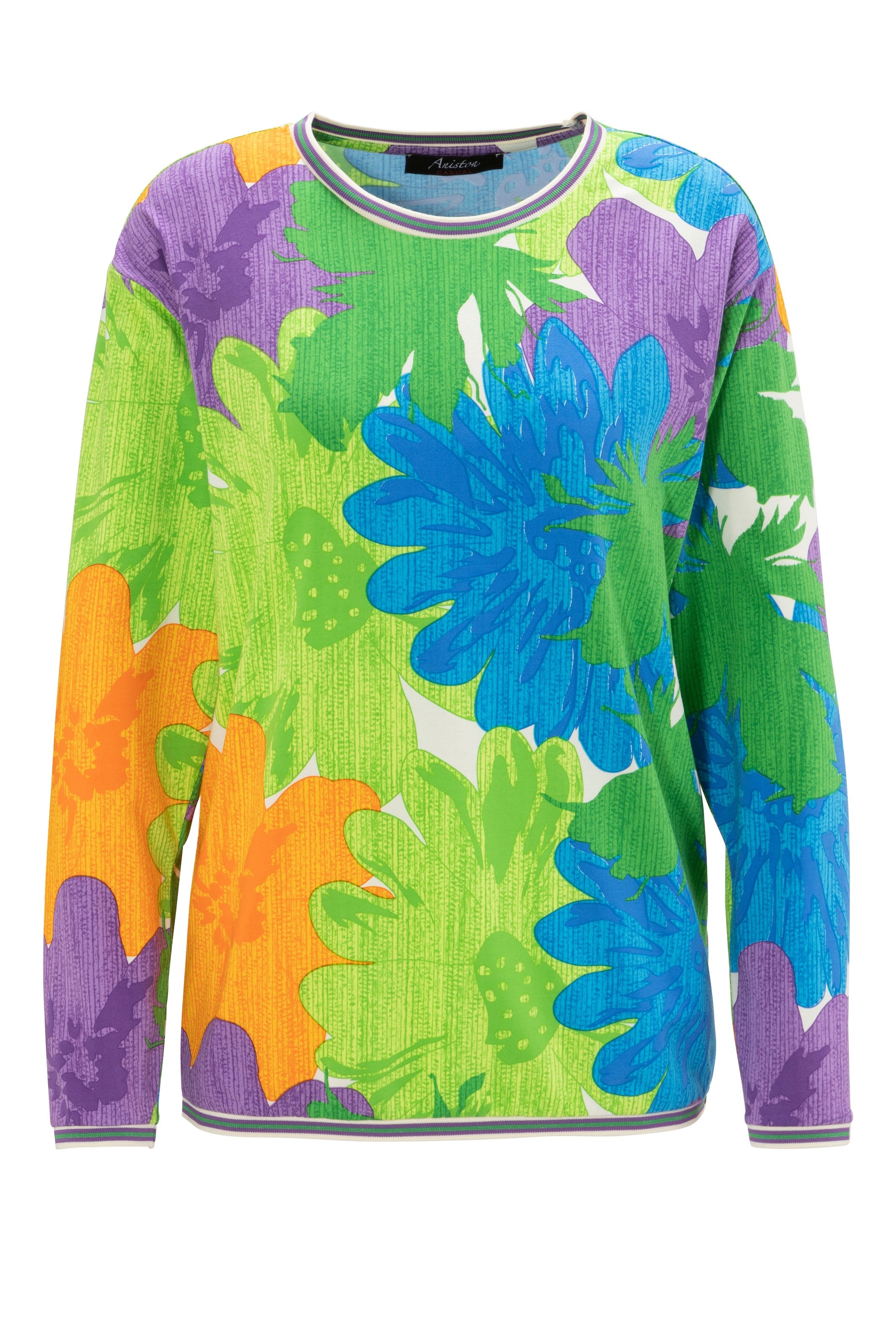 Aniston CASUAL Sweatshirt, mit grossflächigen Blüten und Blättern bedruckt