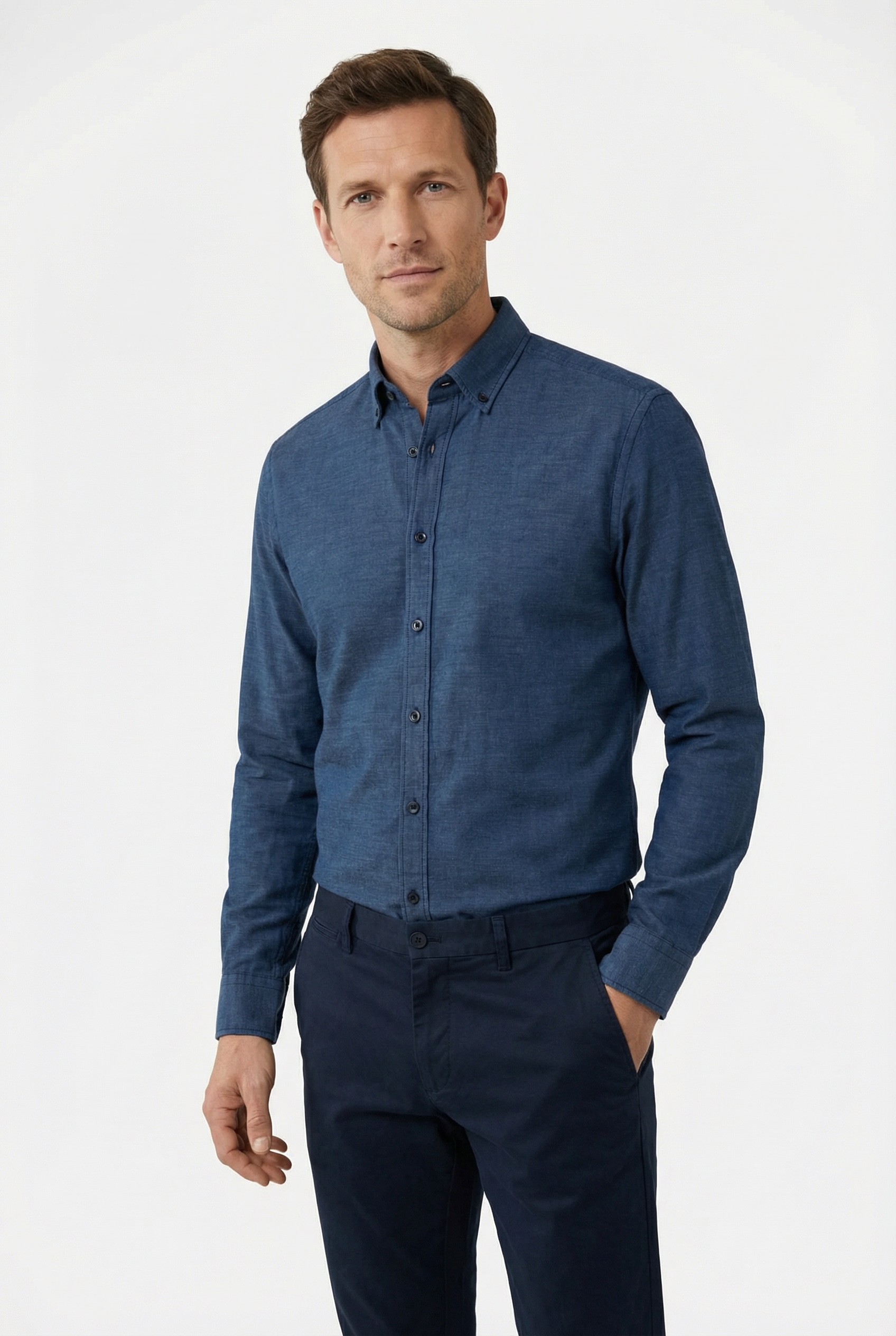 OLYMP Chemise à manches longues Col boutonné, coupe régulière, décontracté