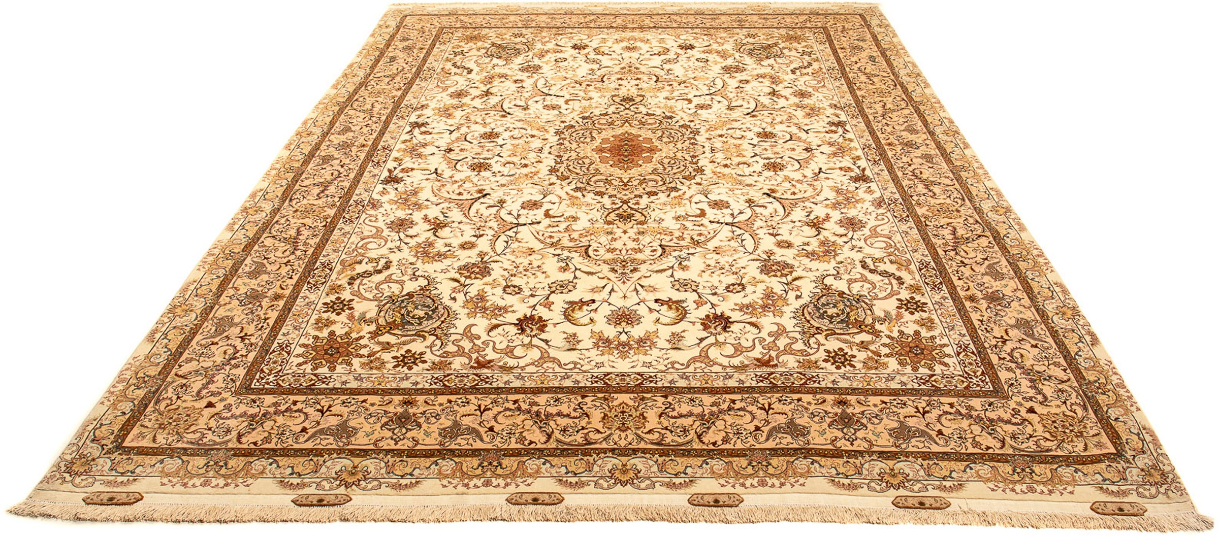 Image of morgenland Orientteppich »Perser - Täbriz - Royal - 350 x 251 cm - hellbraun«, rechteckig, 7 mm Höhe, Wohnzimmer, Handgeknüpft, Einzelstück mit Zertifikat bei Ackermann Versand Schweiz