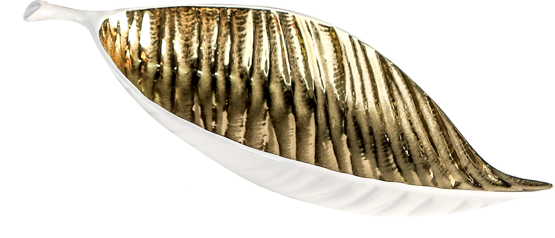 Image of GILDE Dekoschale »Schale Sagrada, weiss/goldfarben«, (1 St.), Breite 40 cm, aus Keramik, Blattform, dekorativ im Esszimmer & Wohnzimmer bei Ackermann Versand Schweiz
