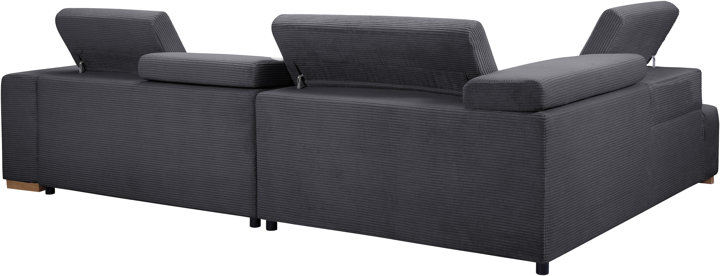 exxpo - sofa fashion Ecksofa »Elianos, hoher Sitzkomfort, aufwendige Kreuzsteppung im Sitz, L-Form« Kopfteile & Sitztiefe verstellbar, ohne Bettfunktion, Cord, antrazit