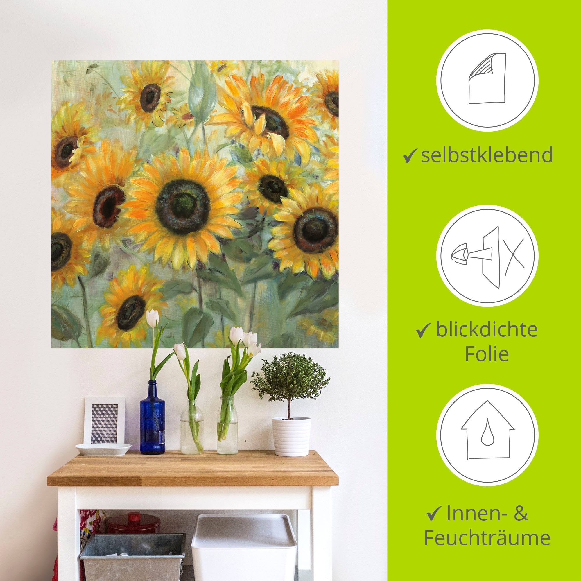 Artland Wandbild »Sonnenblumenwiese«, Blumen, (1 St.), als Leinwandbild, Wandaufkleber in verschied. Grössen