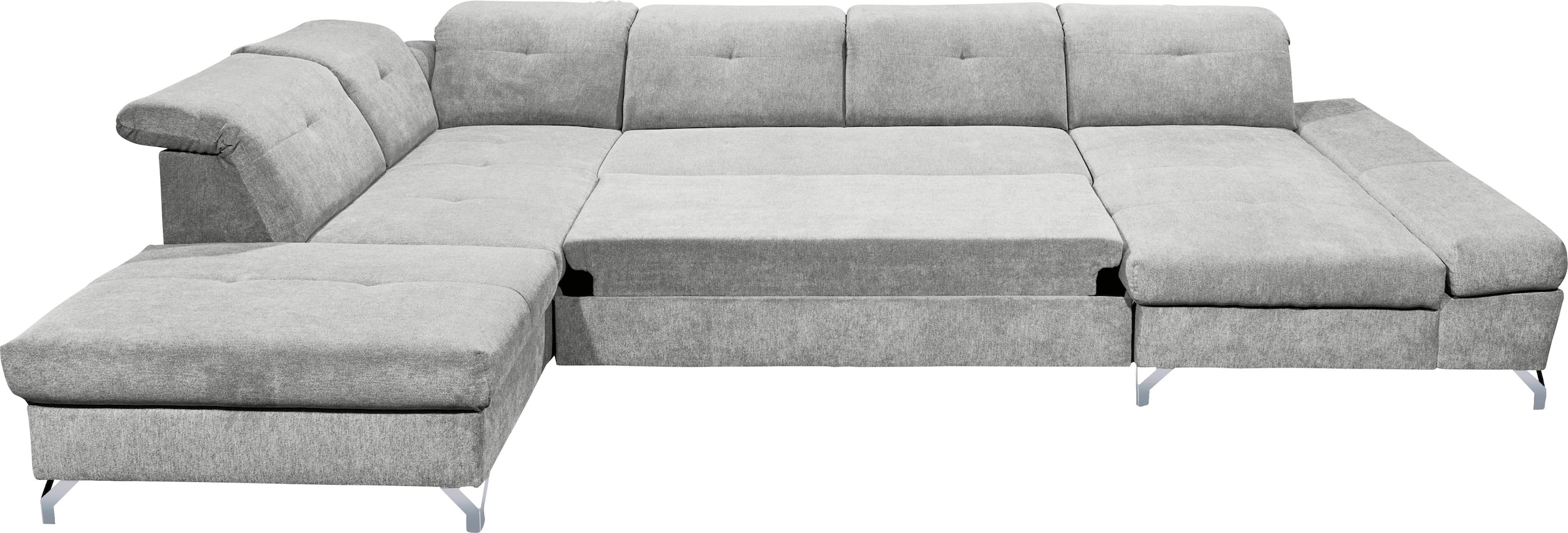 ED EXCITING DESIGN Wohnlandschaft »Melfi U-Form mit Bettfunktion, Bettkasten« Arm- & Kopfteilverstellung & 3 Nierenkissen