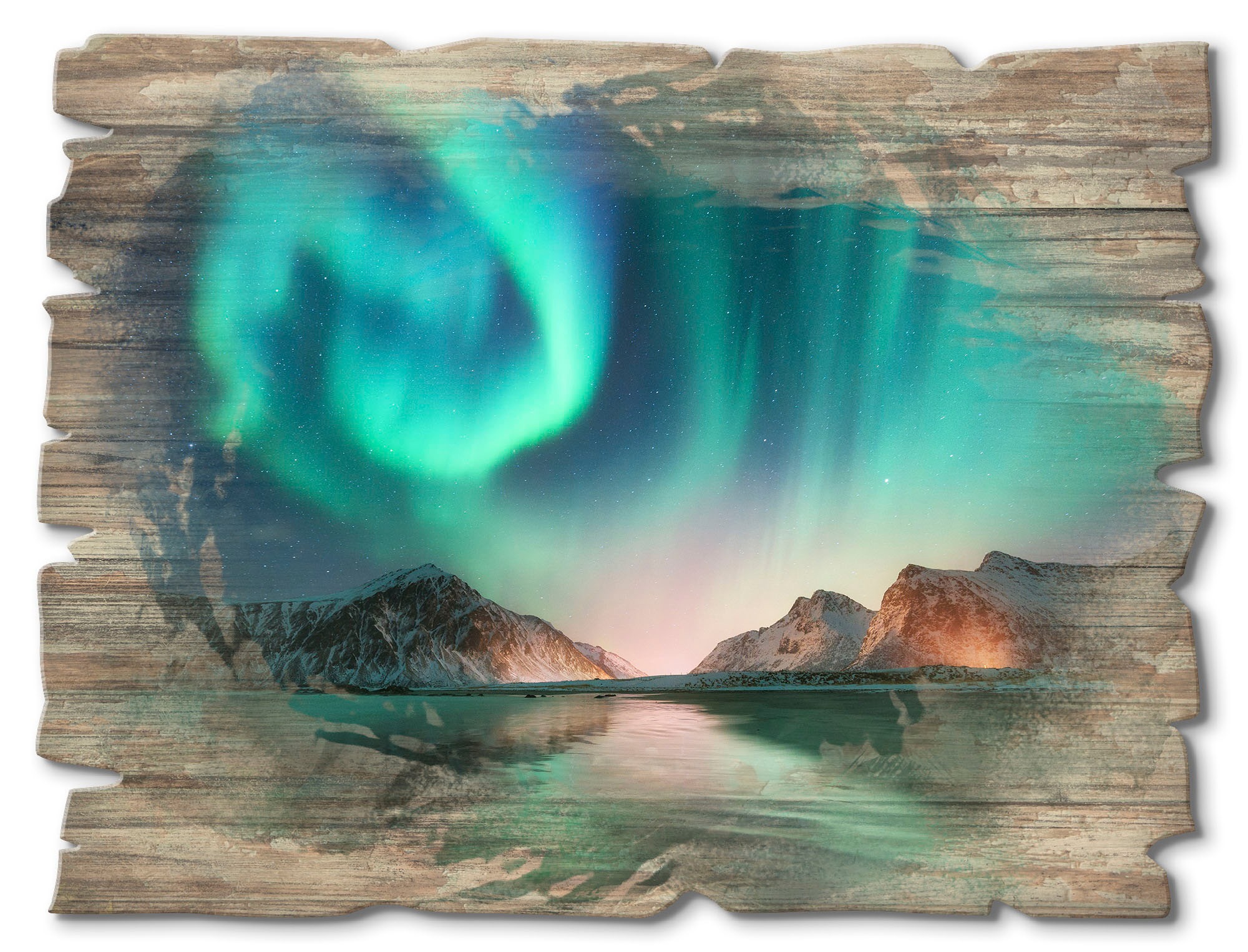 Image of Artland Holzbild "Auroraborialis - Nördliches Polarlicht" Europa 1 Stk. tlg.