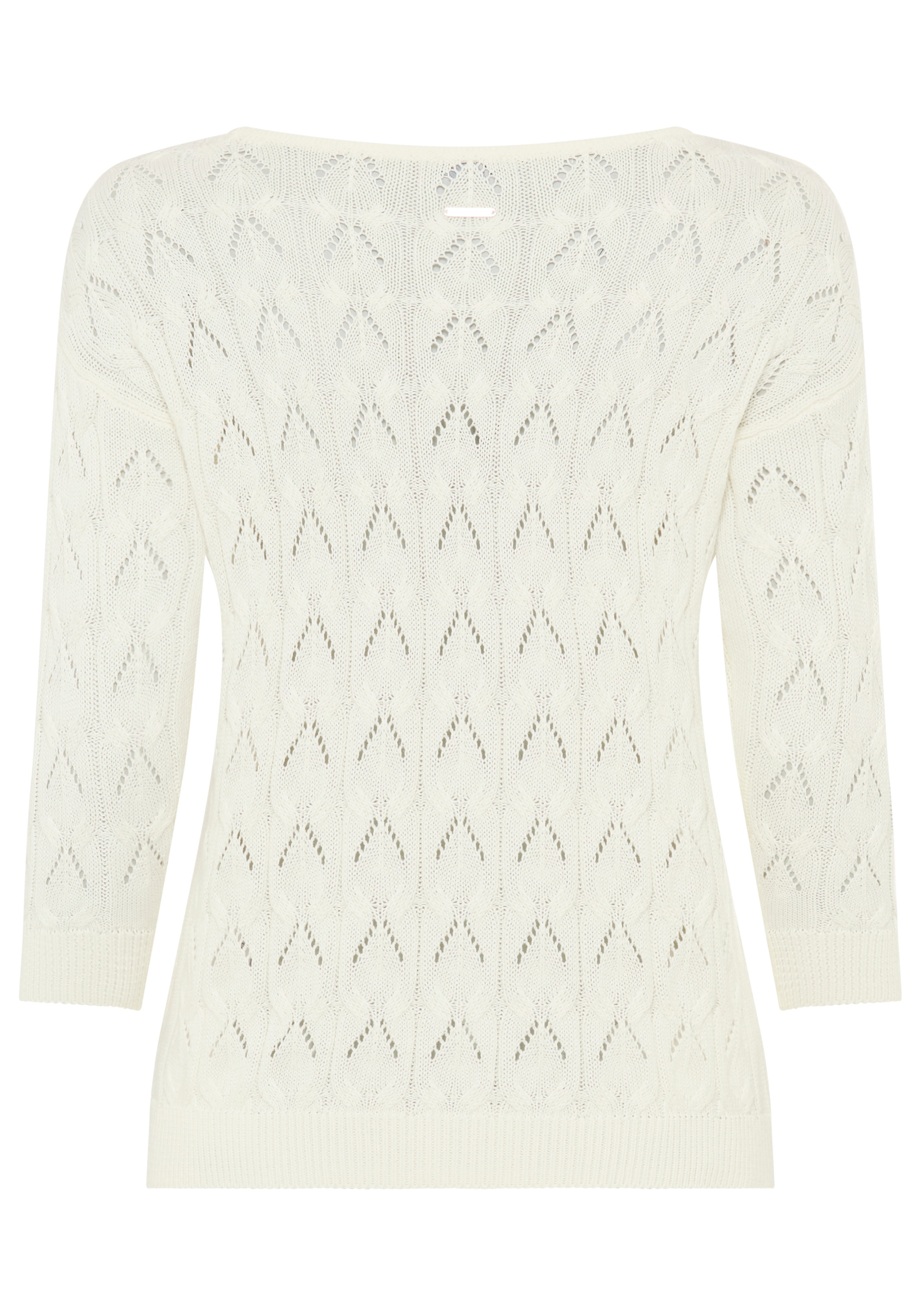 Laura Scott Pull ajouré mit femininen Lochmuster, 3/4 Ärmeln und U-Boot Ausschnitt