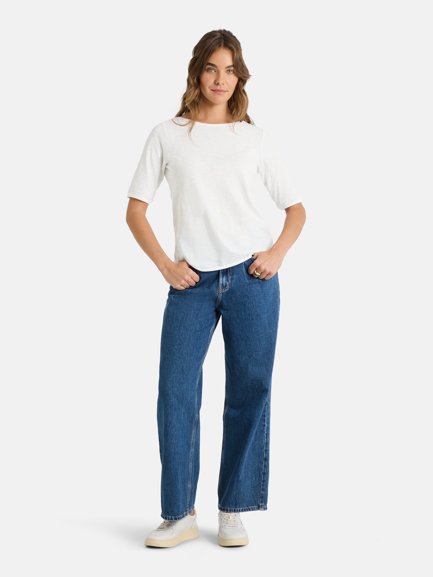 Lieblingsstück Shirt à col rond »CandiceEP« mit Statement-Stickerei und im Batik-Look