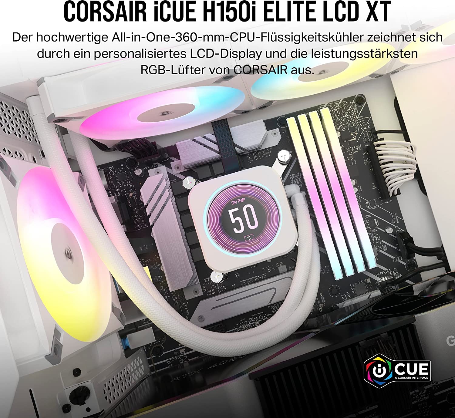 Corsair CPU Kühler »840006694229«, (1 St.), RGB Beleuchtung, iCUE