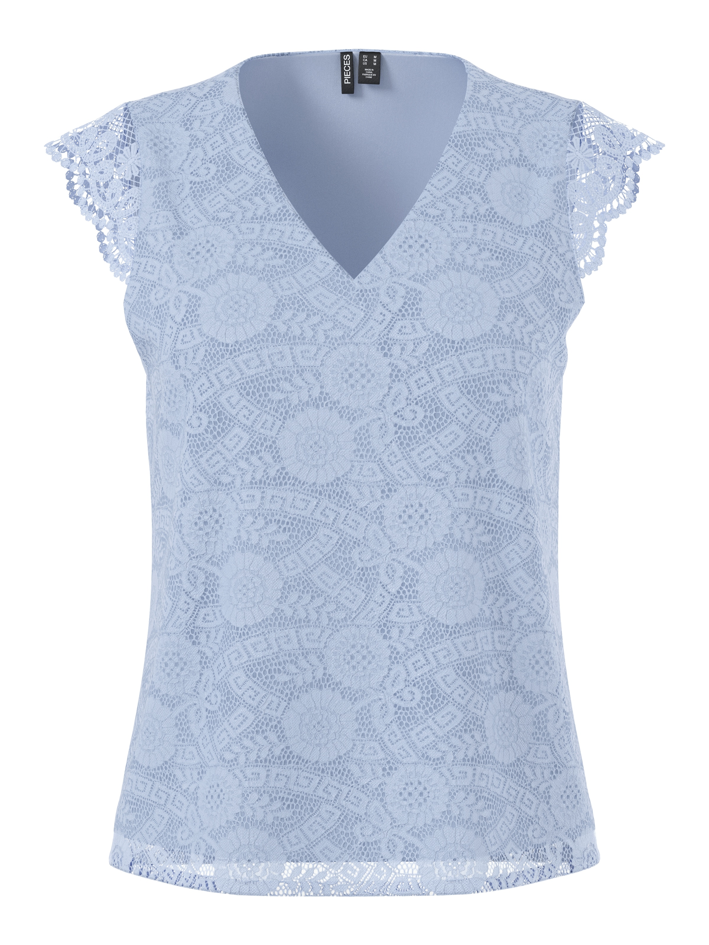 pieces Spitzentop »PCOLLINE SL LACE V-NECK TOP WVN NOOS«