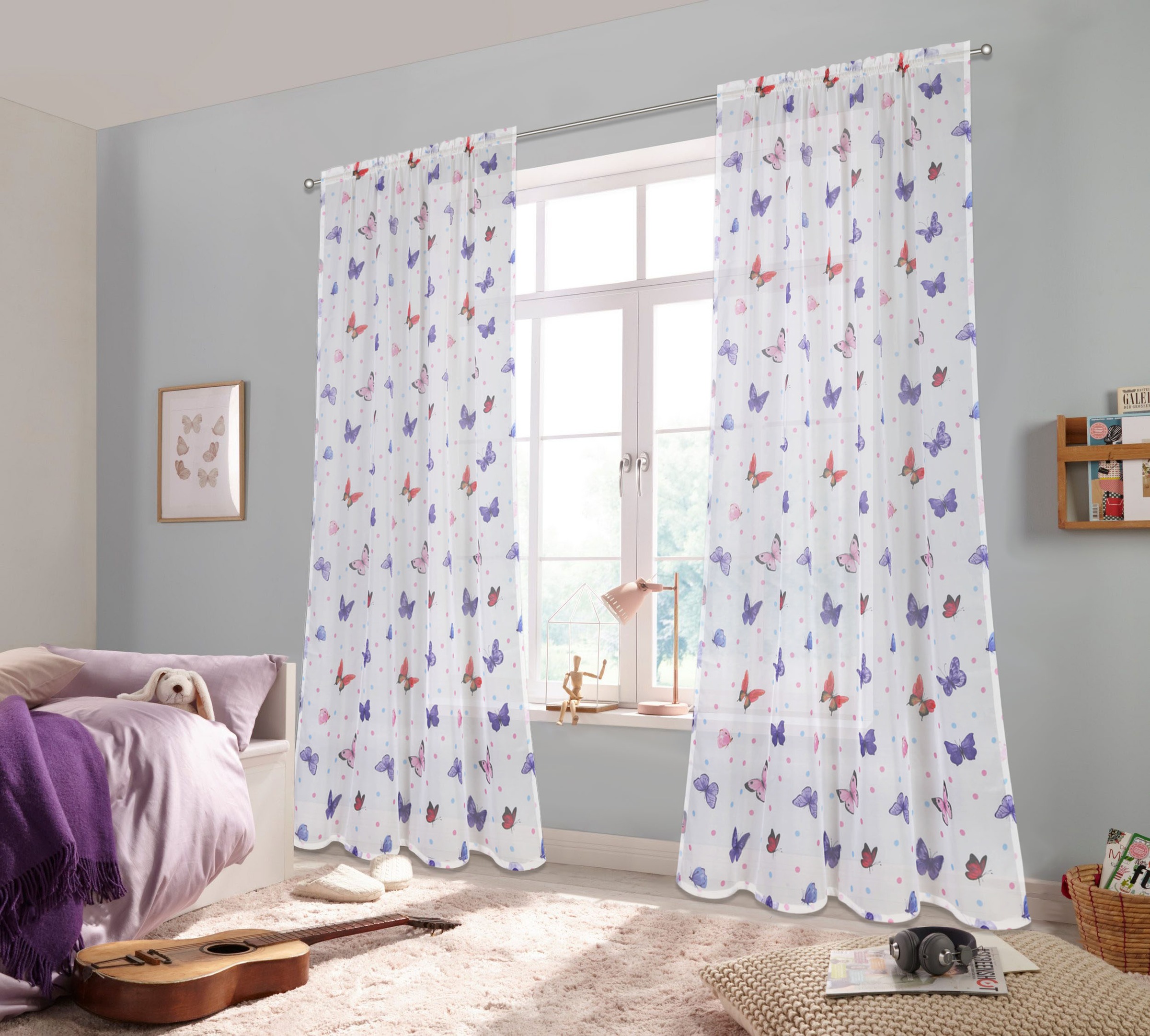 Image of Lüttenhütt Gardine »Schmetterling«, (1 St.), Kindergardine, gewebt, transparent, verschiedene Grössen bei Ackermann Versand Schweiz
