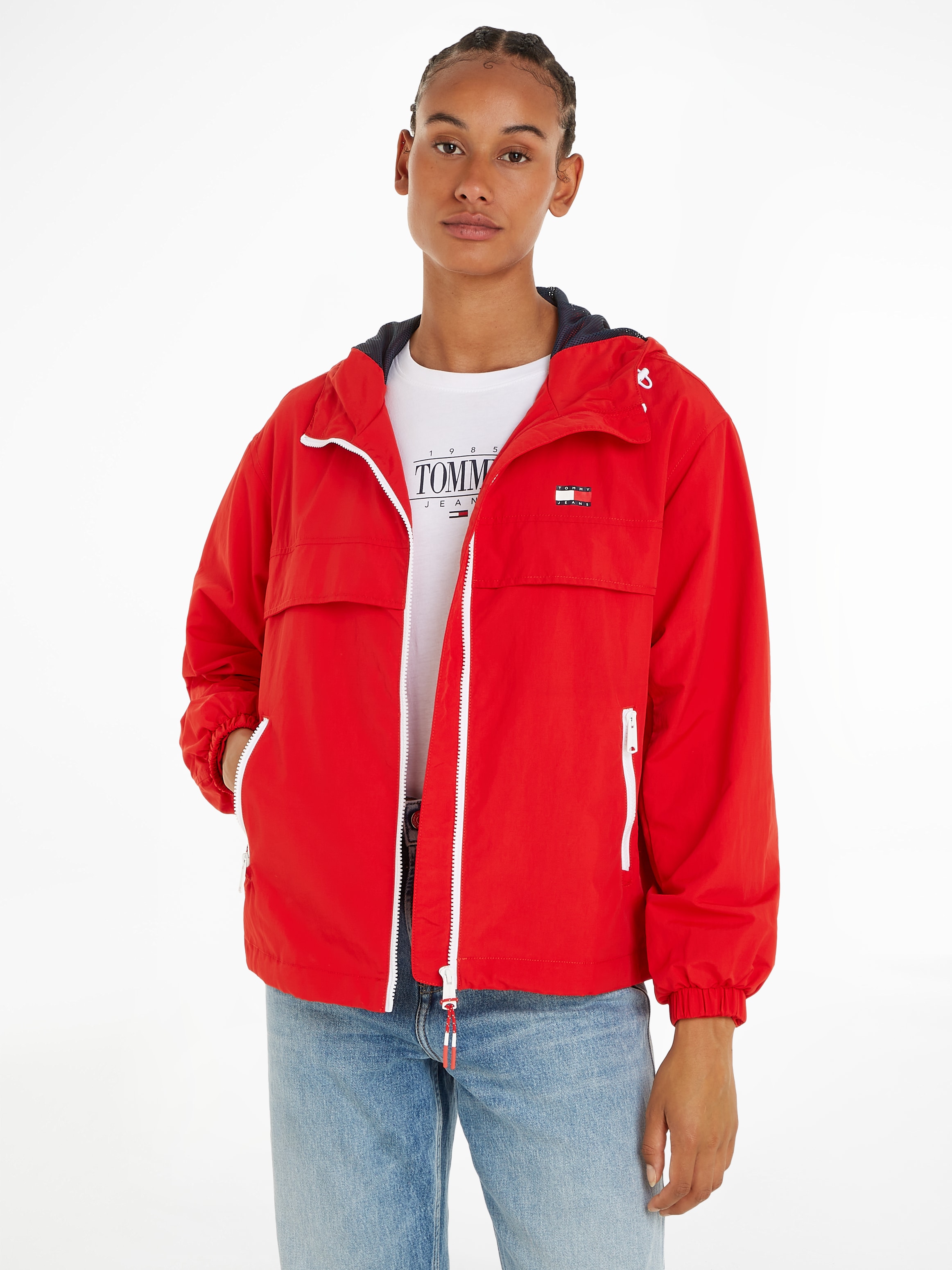 Tommy Jeans Windbreaker »TJW CHICAGO WINDBREAKER EXT«, mit Kapuze, mit kontrastfarbenen Reissverschlüssen