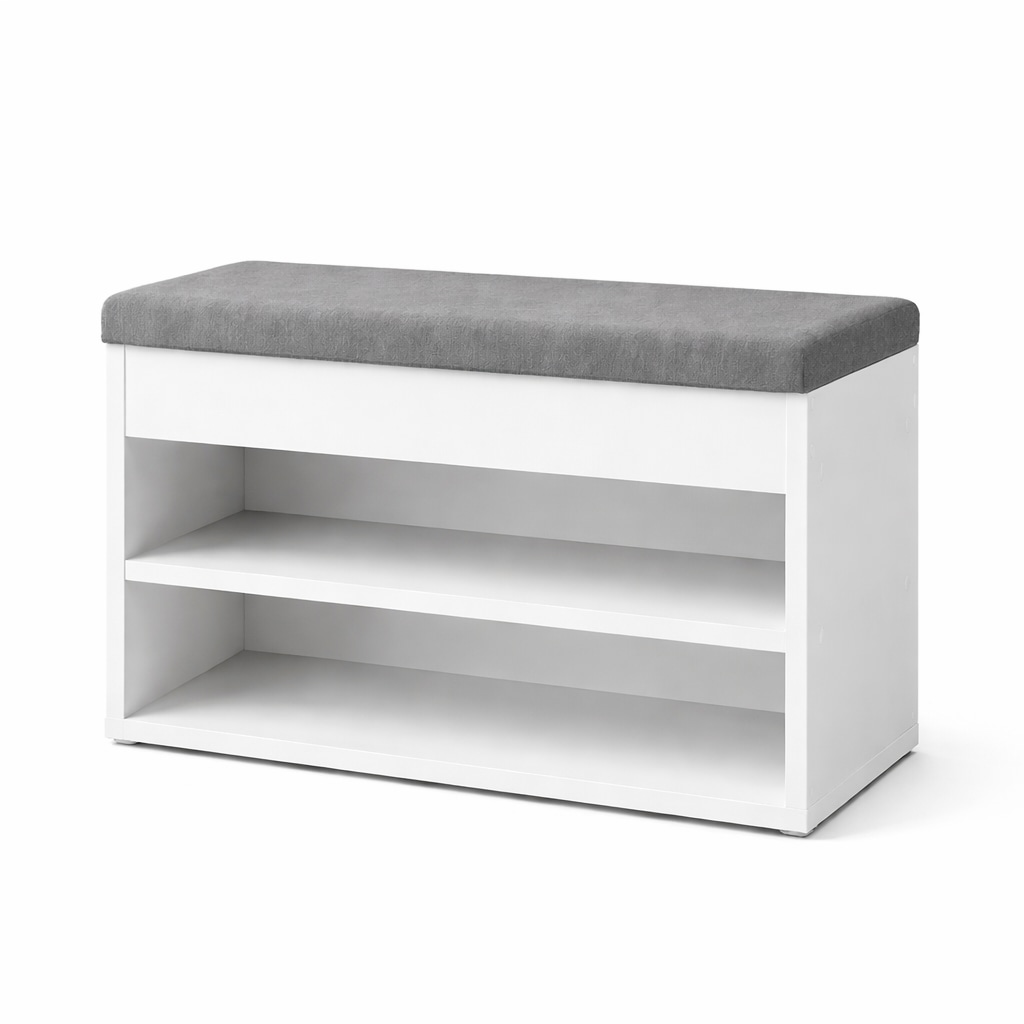 GOODproduct Banc à chaussures »Schuchschrank 60,  Schuhregal, Schuhtruhe, Schuhkommode, Sitzbank« Inkl. bequemem Sitzkissen mit Stauraum darunter