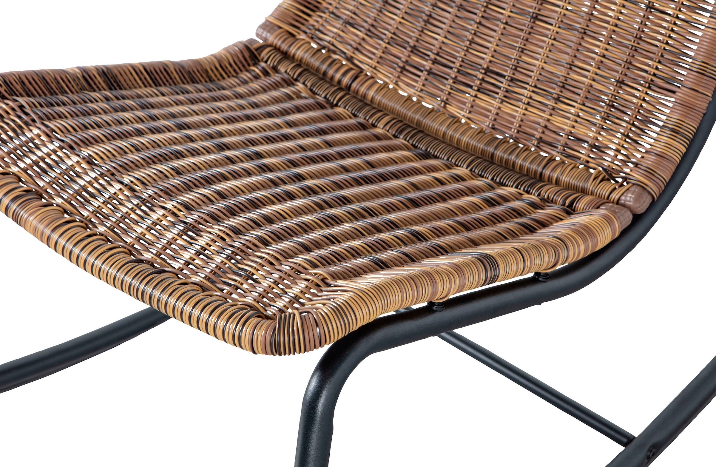 WOOOD Gartenstuhl »Tom gecoatetes Rattan mit Metallgestell, H 97 x B 51 x T 95 cm« () 1 Stk.Verstärkender Querstrebe, Tragkraft 150 kg, einfach zu montierbar