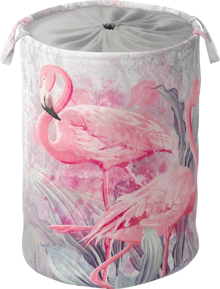 Wäschekorb »Flamingo«, kräftige Farben, samtweiche Oberfläche, mit Deckel