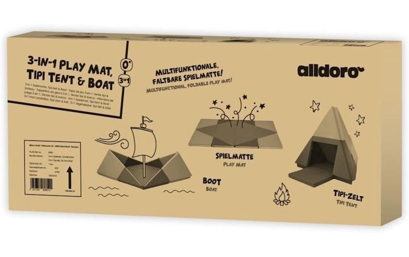 alldoro Spielmatte »3-in-1 faltbar zu Tipi-Zelt und Boot 182 x 105 cm«