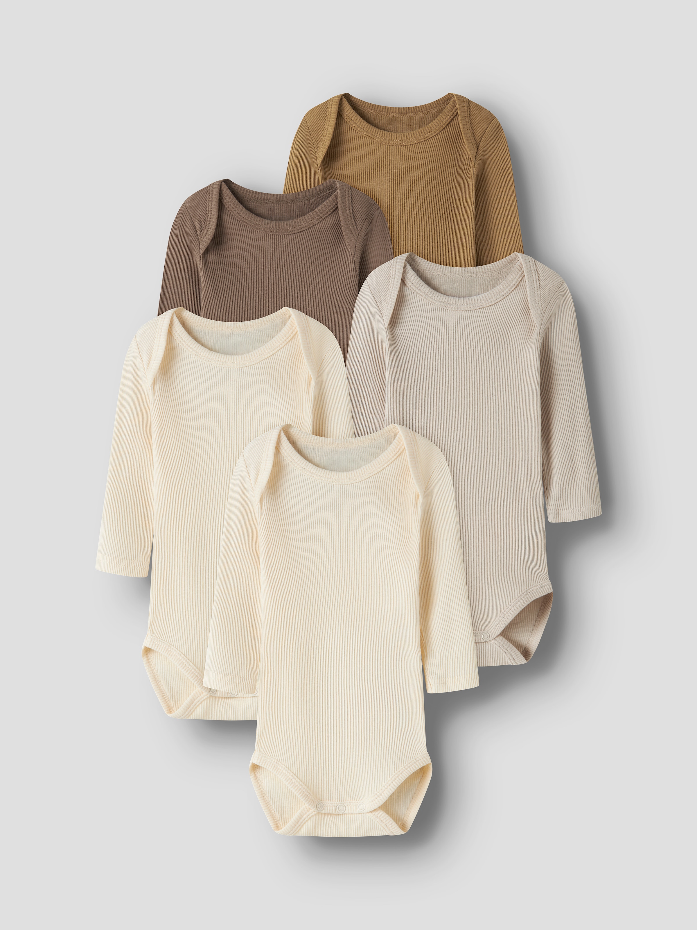 Name It Langarmbody »NBNBODY für Mädchen und Jungen mit Rippstruktur und Komfort« Packung, 5 unifarben, casual, regular fit, Baumwolle, Rundhals