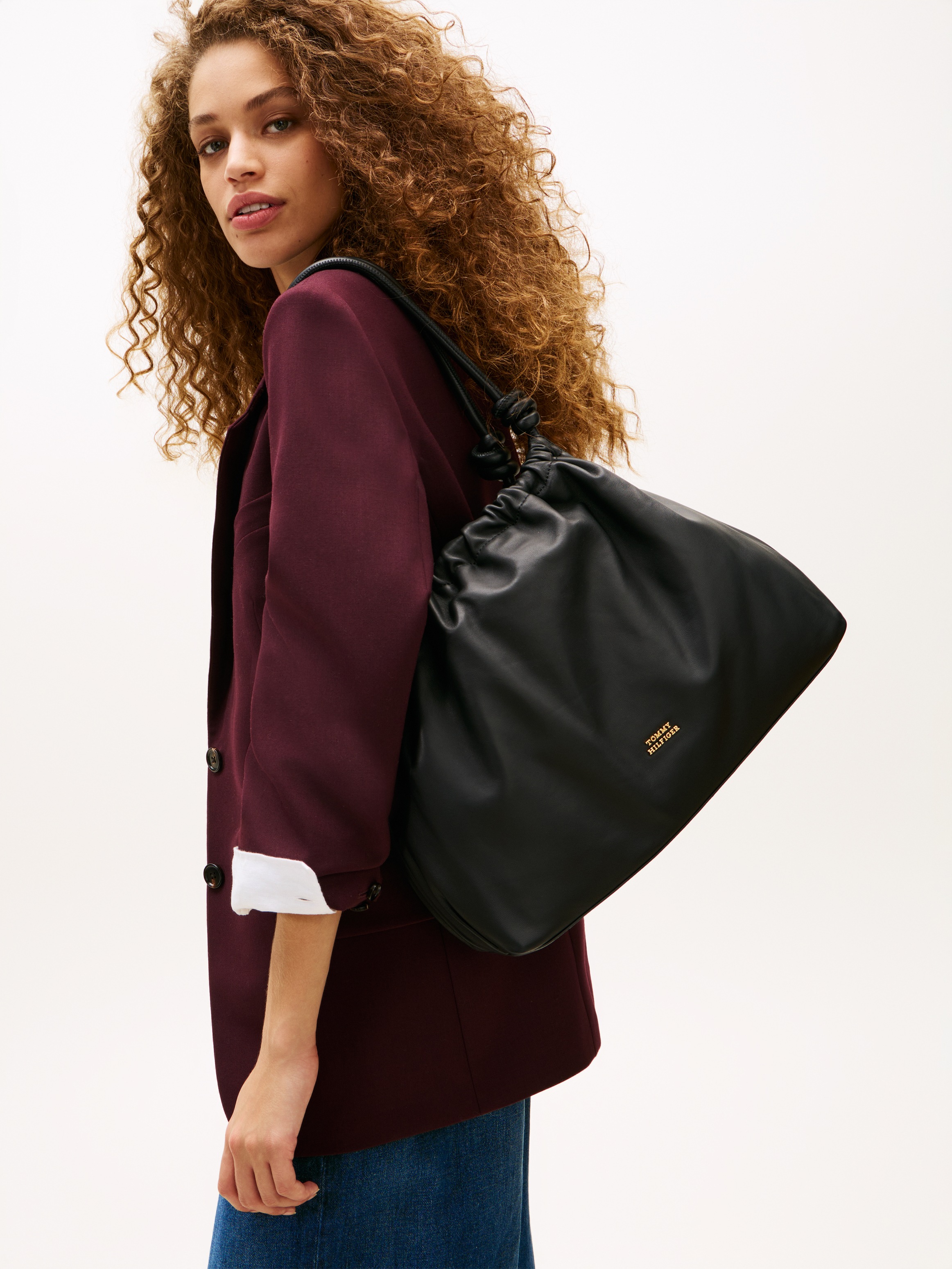 Tommy Hilfiger Hobo »TH SOFT LEATHER HOBO« sac à main femme, sac épaule, sac bandoulière avec logo doré