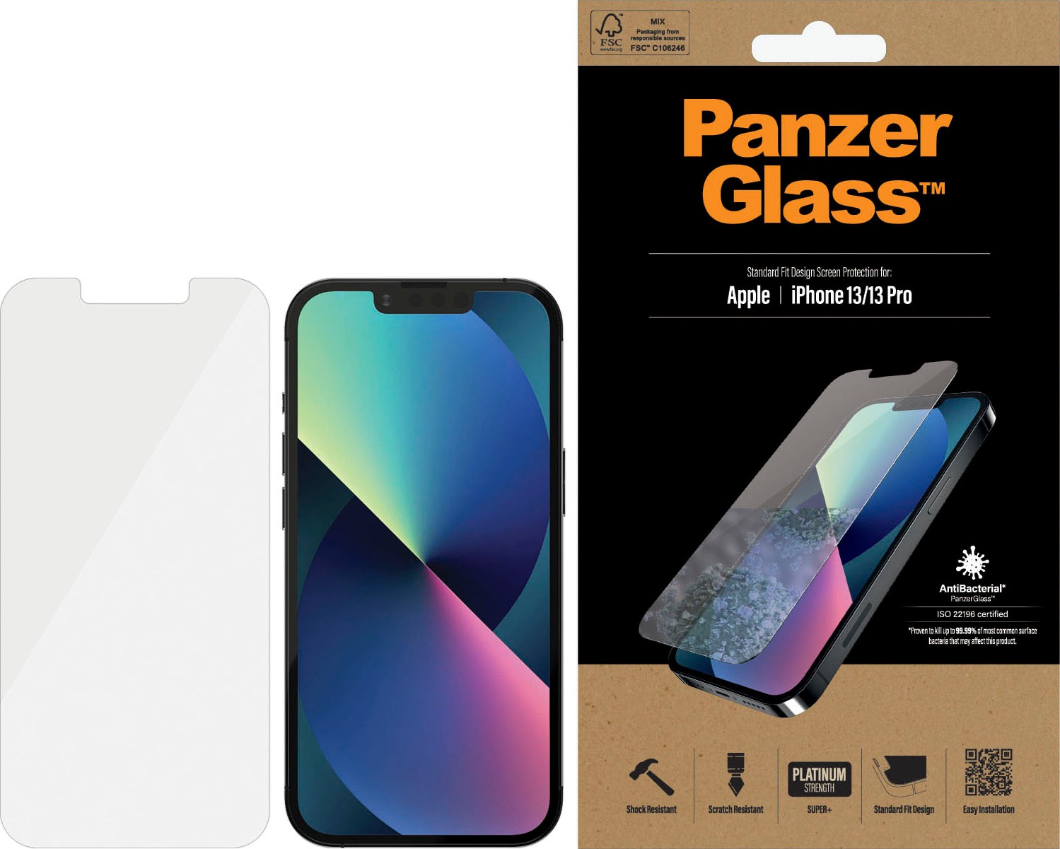 Image of PanzerGlass Displayschutzfolie »PanzerGlass Standard Fit (Antibakeriell) für iPhone 13« bei Ackermann Versand Schweiz