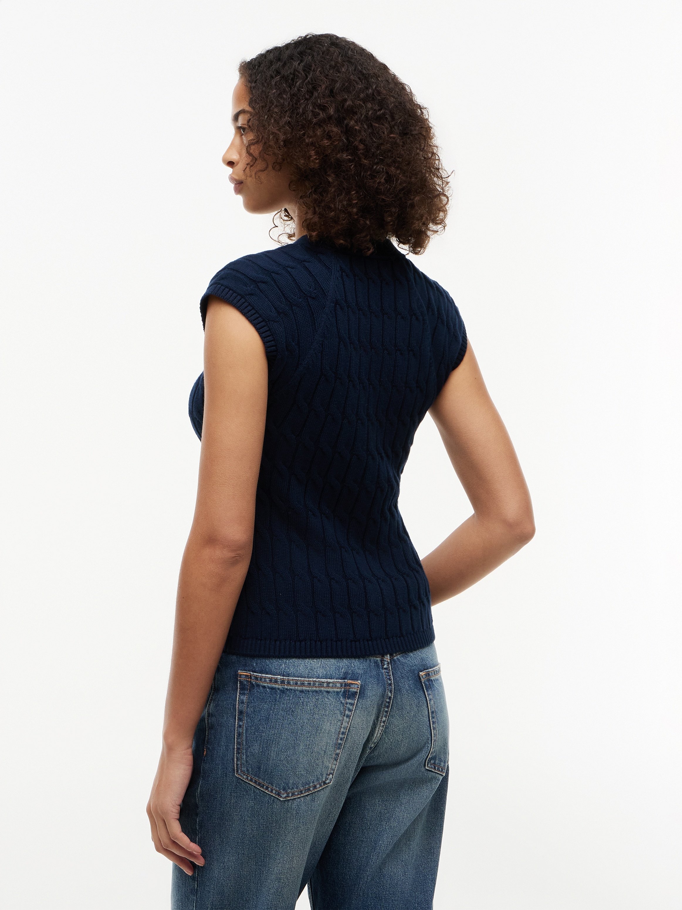 Tommy Hilfiger Gilet tricoté »MID GG CABLE VEST CARDI« Baumwolle, mit Zopfstrickmuster