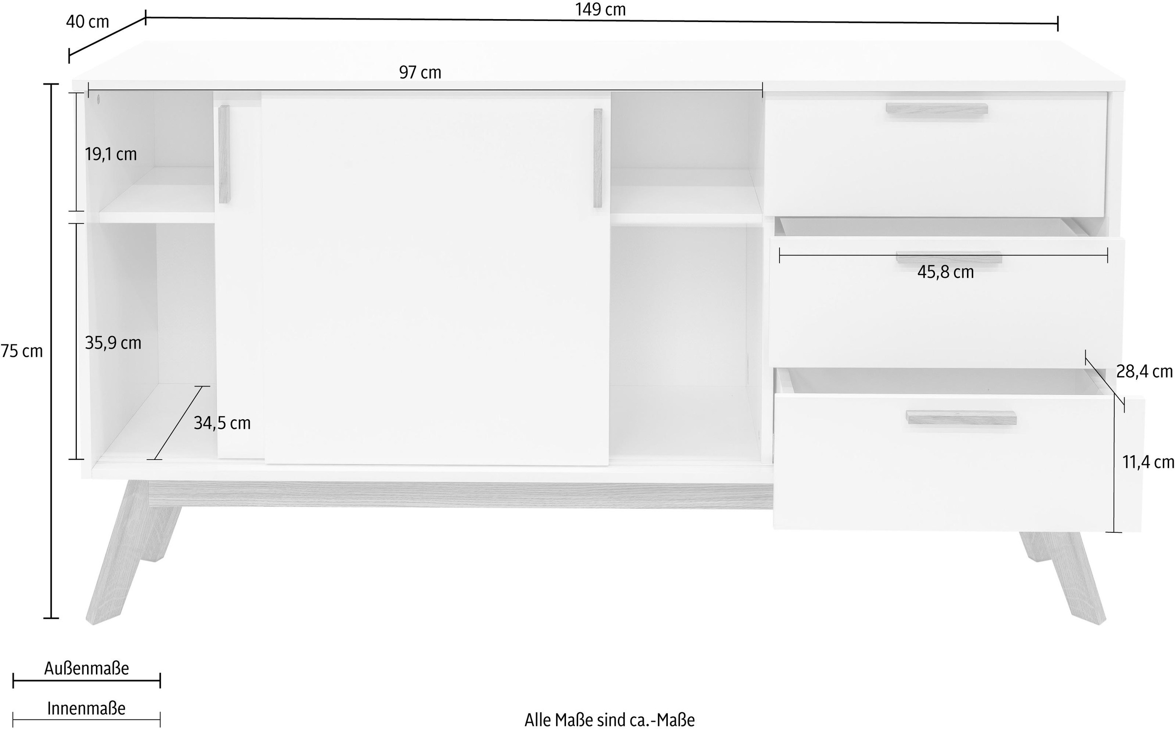 Woodman Sideboard »Tarika« Kommode im angesagten skandinavischen Look, Breite 149 cm, FSC®