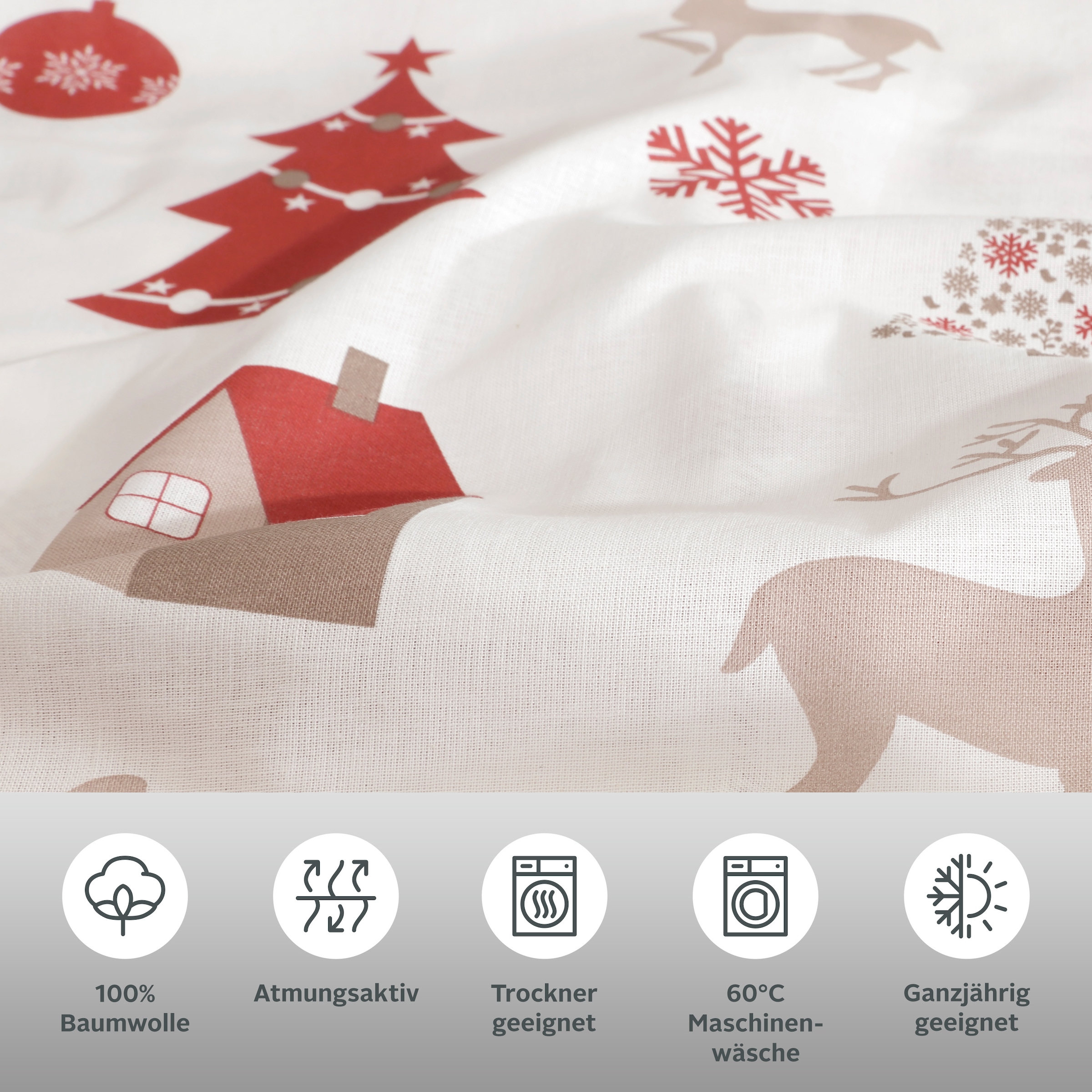 GOODproduct Bettwäsche »Mikkel« 2 Bettwäsche ab Gr. 135x200 cm,100% Baumwolle, Weihnachten