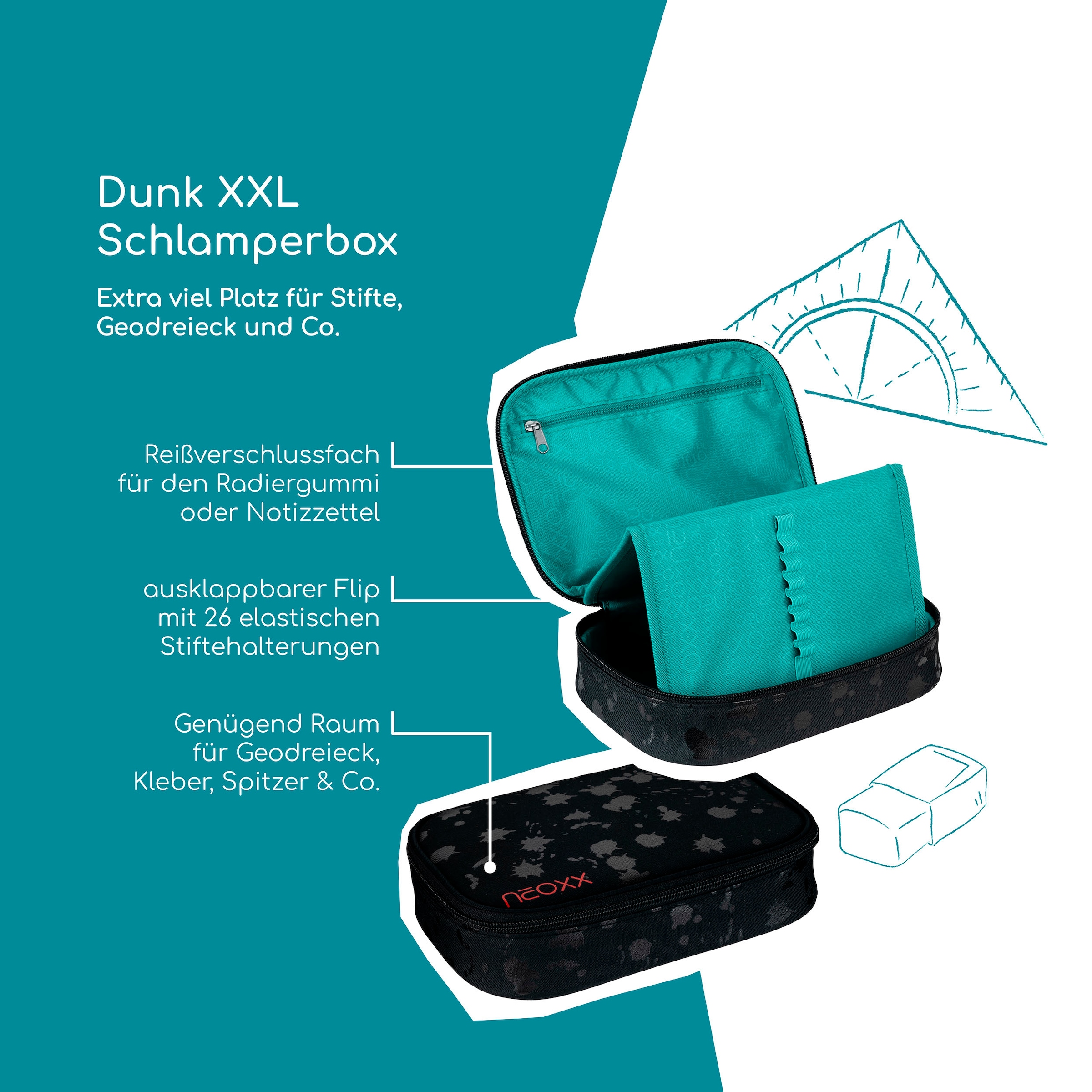 neoxx Schreibgeräteetui »Schlamperbox, Dunk, Splash Black«