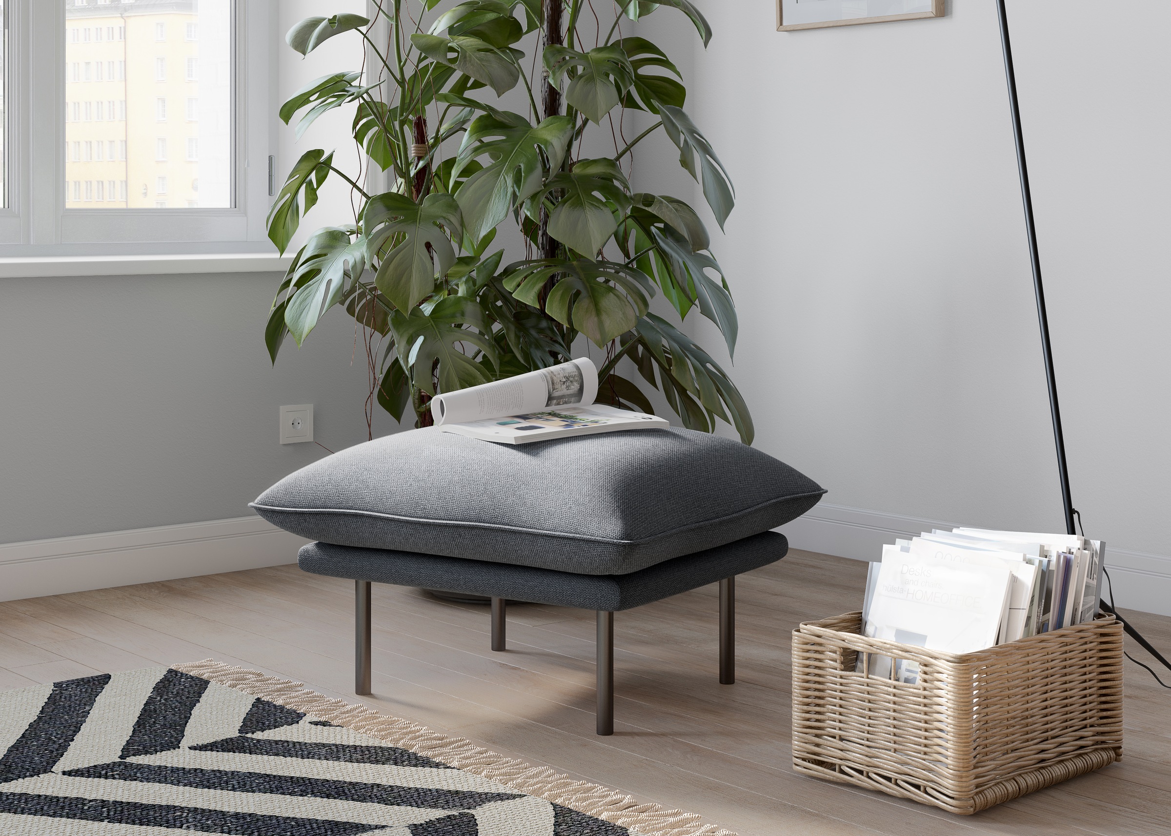 Image of andas Polsterhocker »Stine«, Besonderes Design durch Kissenoptik und Keder, Design by Morten Georgsen bei Ackermann Versand Schweiz