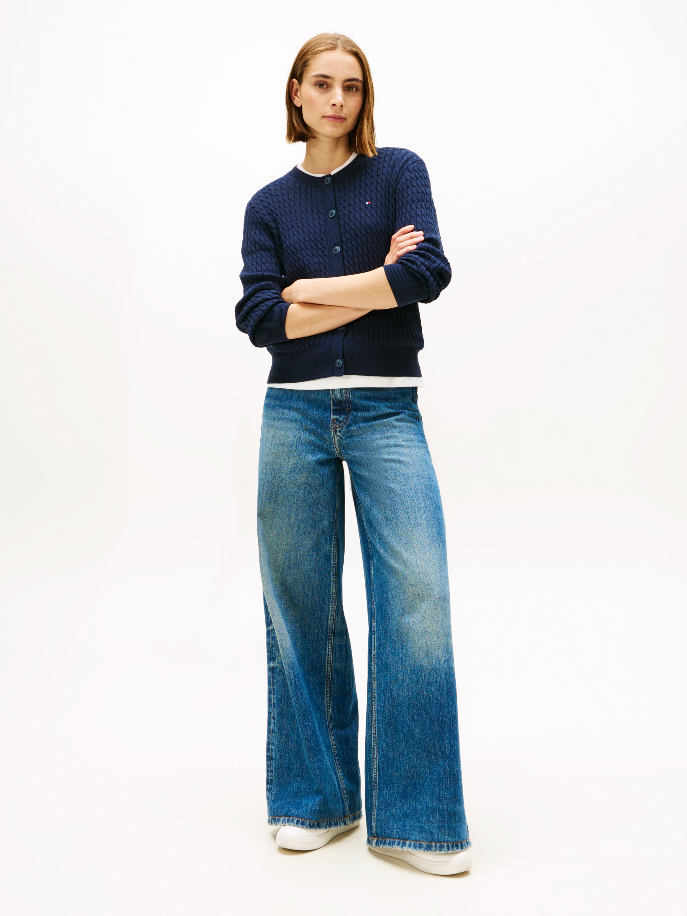 Tommy Hilfiger Veste en tricot mit Zopfstrickmuster