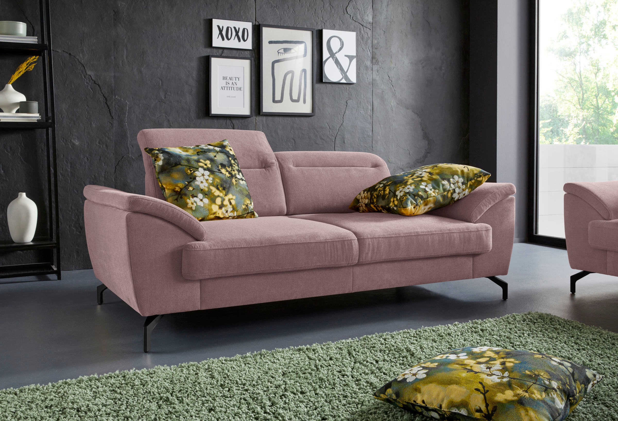 sit&more 2,5-Sitzer »Percy«, 15 cm Fusshöhe, Sitztiefenverstellung, wahlweise Kopfteilverstellung