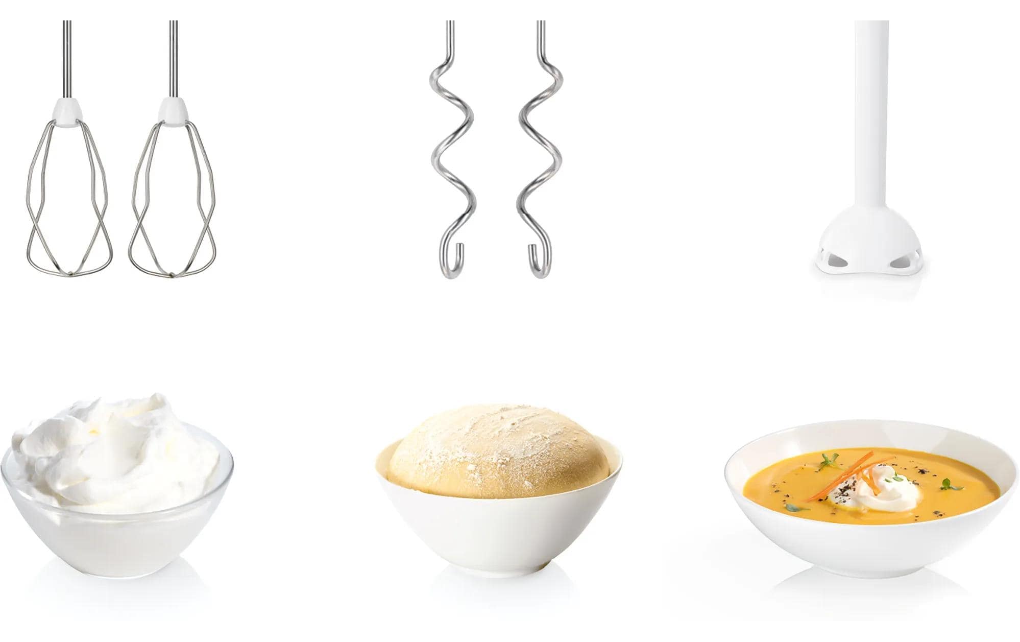 BOSCH Handmixer »ErgoMixx MFQ36440, Edelst. Rührbesen/Knethaken, 5 Stufen, Mixfuss, weiss« 450 W Mixbecher, ergonom. Soft-Touch-Griff, Made in Europe