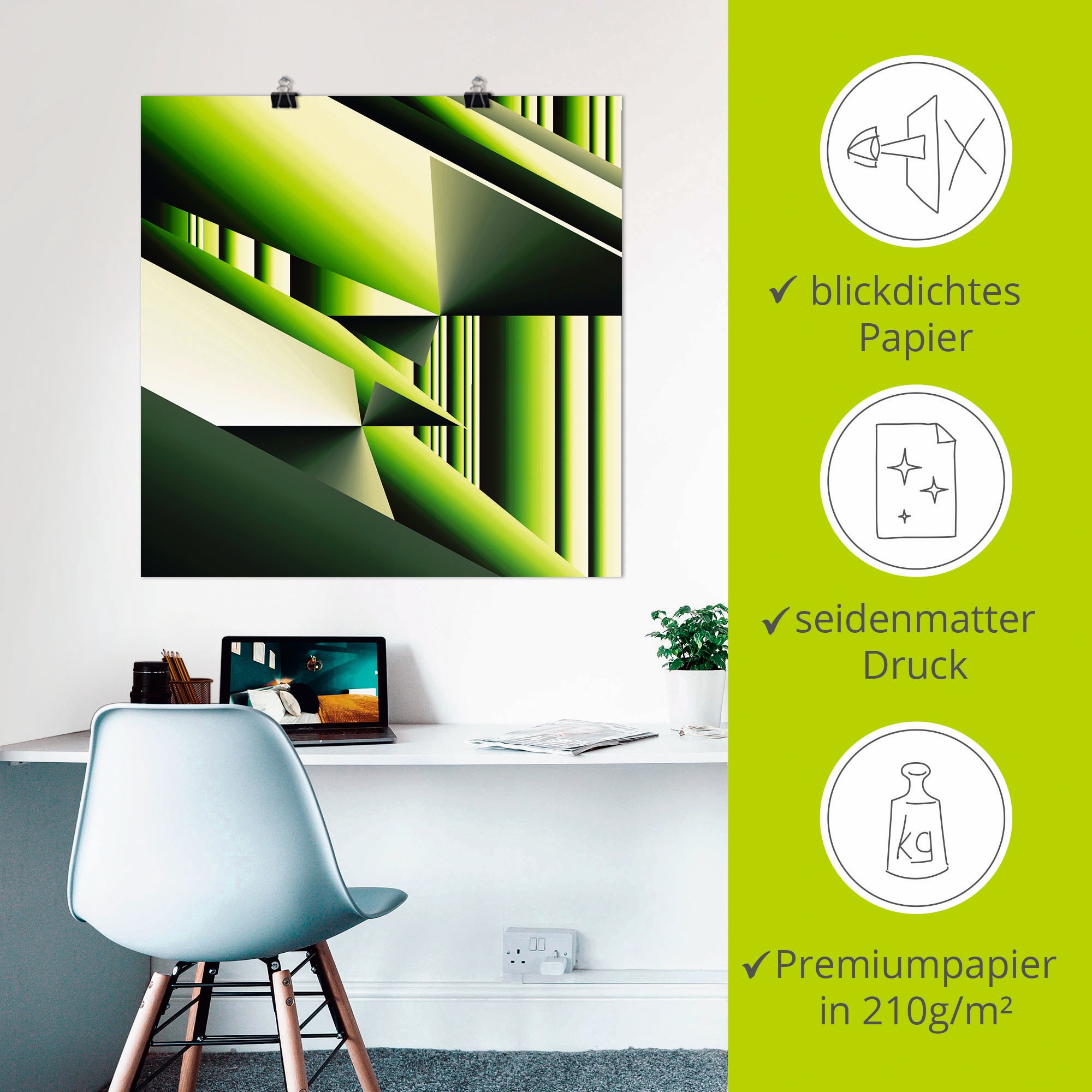 Artland Poster »Grüner Bambus Modern Art«, Muster, (1 St.), als Alubild, Leinwandbild, Wandaufkleber oder Poster in versch. Grössen