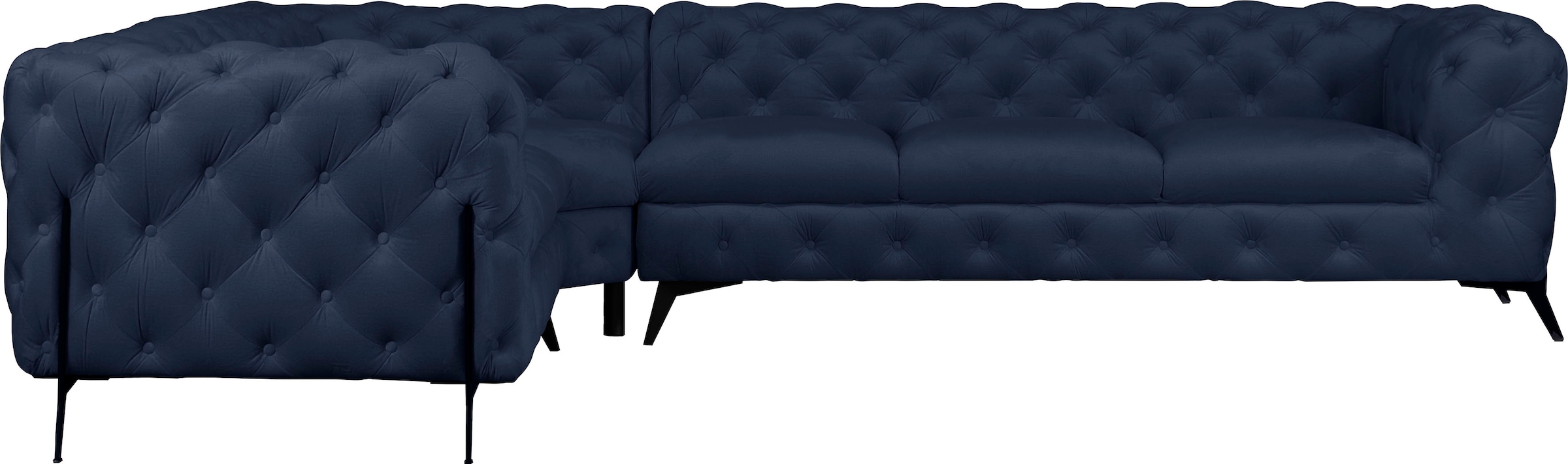 Leonique Chesterfield-Sofa »Amaury L-Form«, grosses Ecksofa, Chesterfield-Optik, Breite 323 cm, Fussfarbe wählbar
