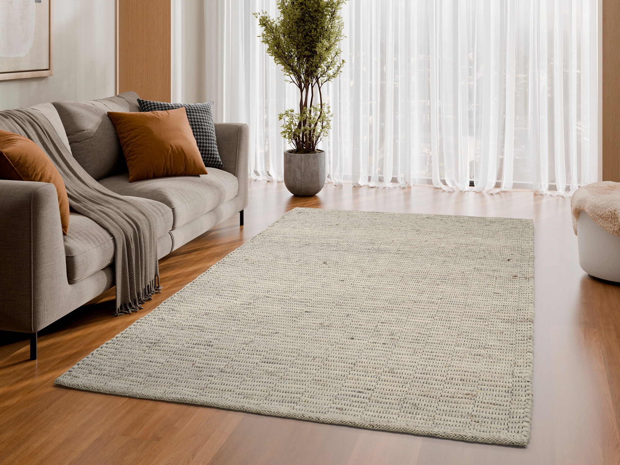 OCI DIE TEPPICHMARKE Tapis en laine »ATRIUM HANDWEB  ,  auch als Läufer und in Rund erhältlich« Rectangulaire 12 mm Höhe 70 % laine, tissé à la main, fibres naturelles, tapis réversible, salon