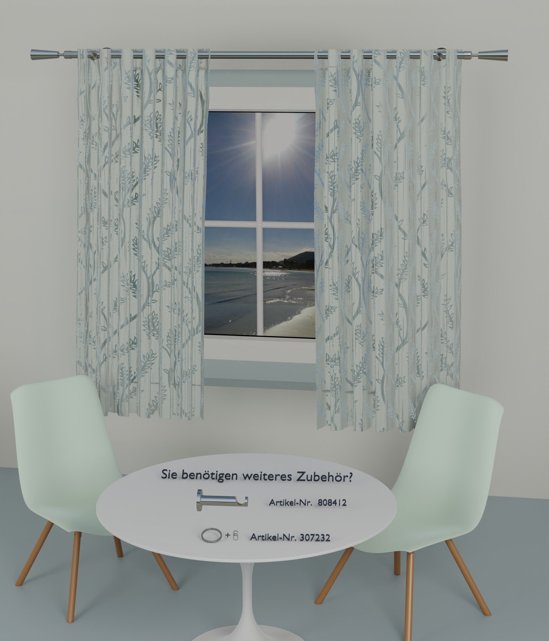 indeko Tringle à rideaux »Genf« Ø 16 mm 1 course-läufig Fixmass Komplett-Set inkl. Ringen und Montagematerial