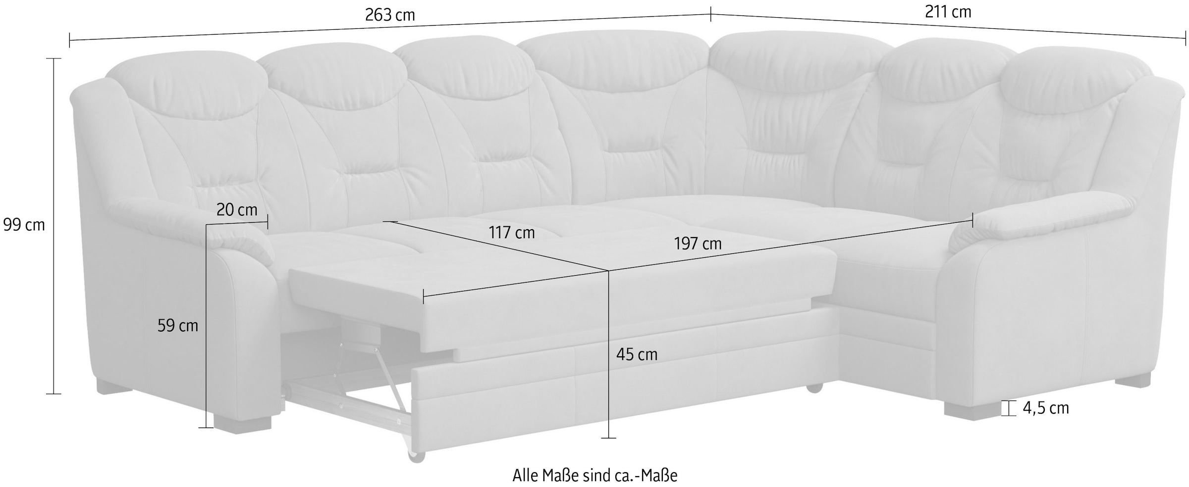 COTTA Ecksofa »Marcus L-Form«, wahlweise mit Bettfunktion & Stauraum