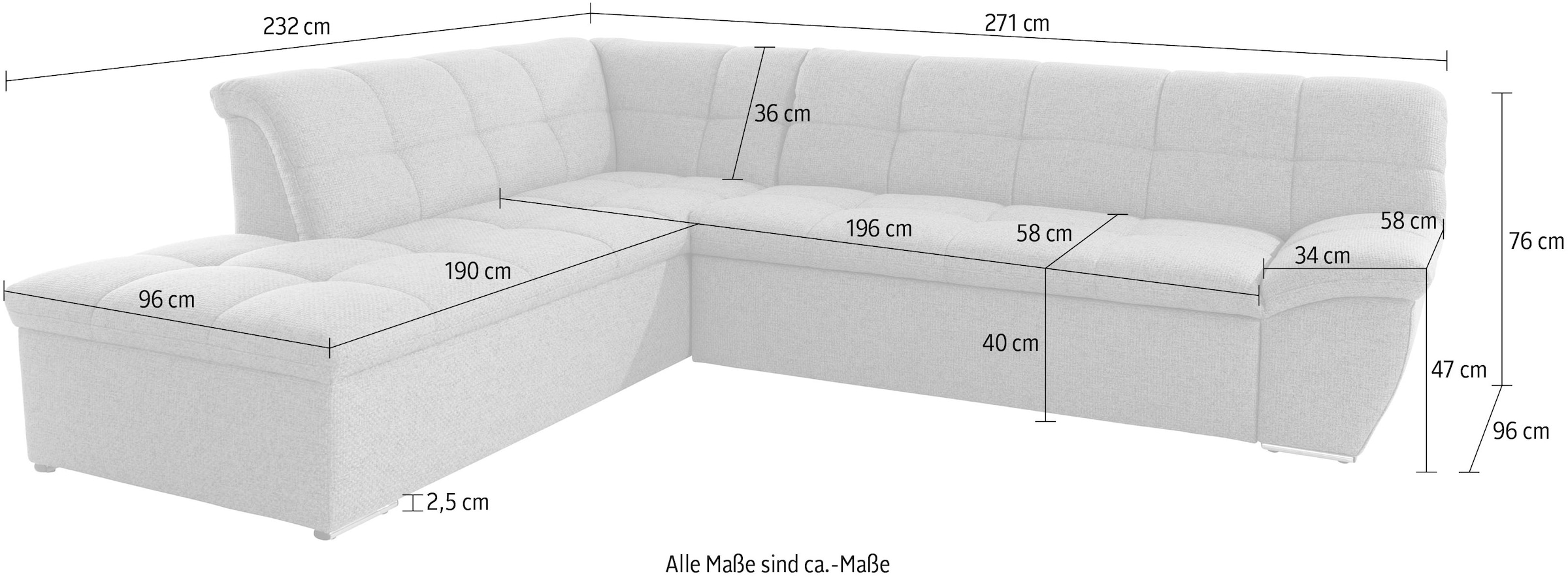 DOMO collection Ecksofa »Lagoa L-Form«, wahlweise mit Bettfunktion, frei im Raum stellbar, grosse Farbvielfalt