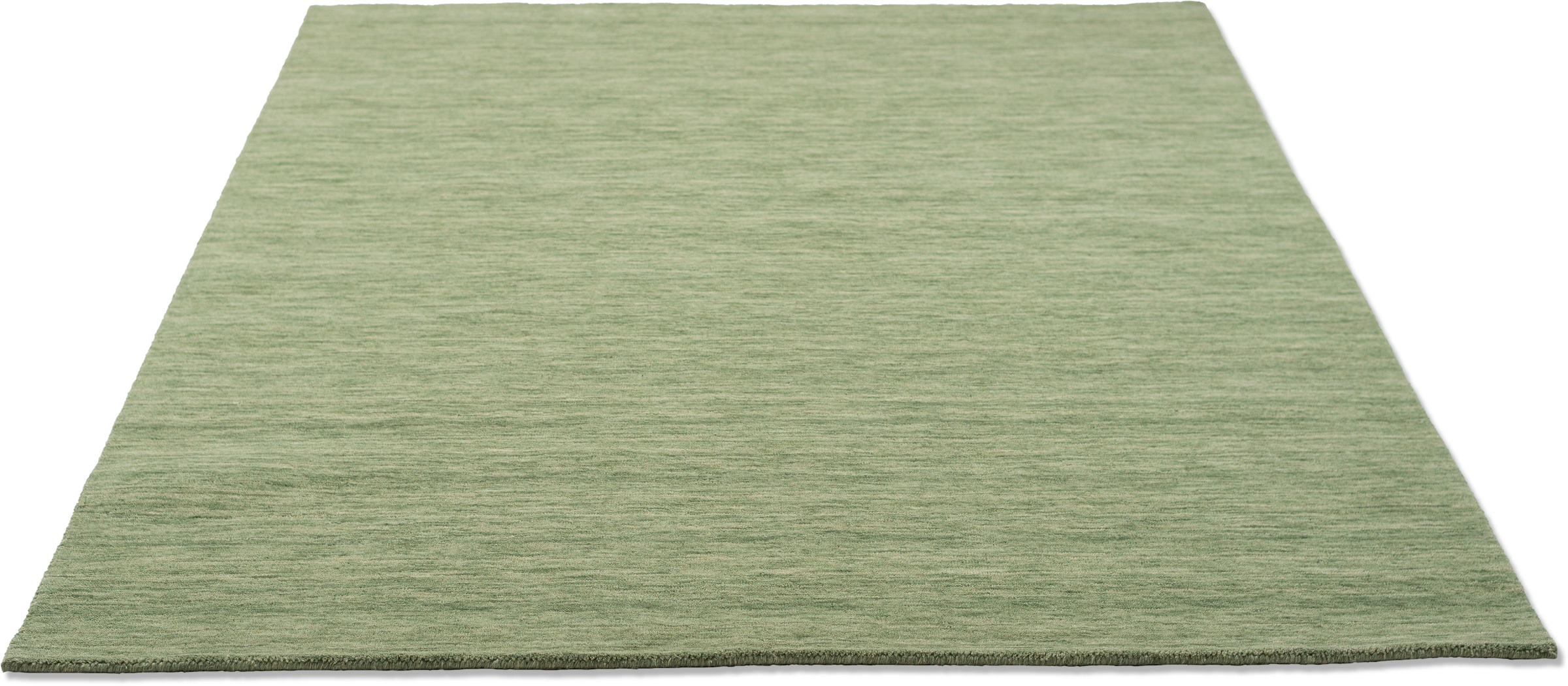 THEKO Wollteppich »Holi«, rechteckig, Uni-Farben, leicht meliert, reine Wolle, handgewebt mit Knüpfoptik