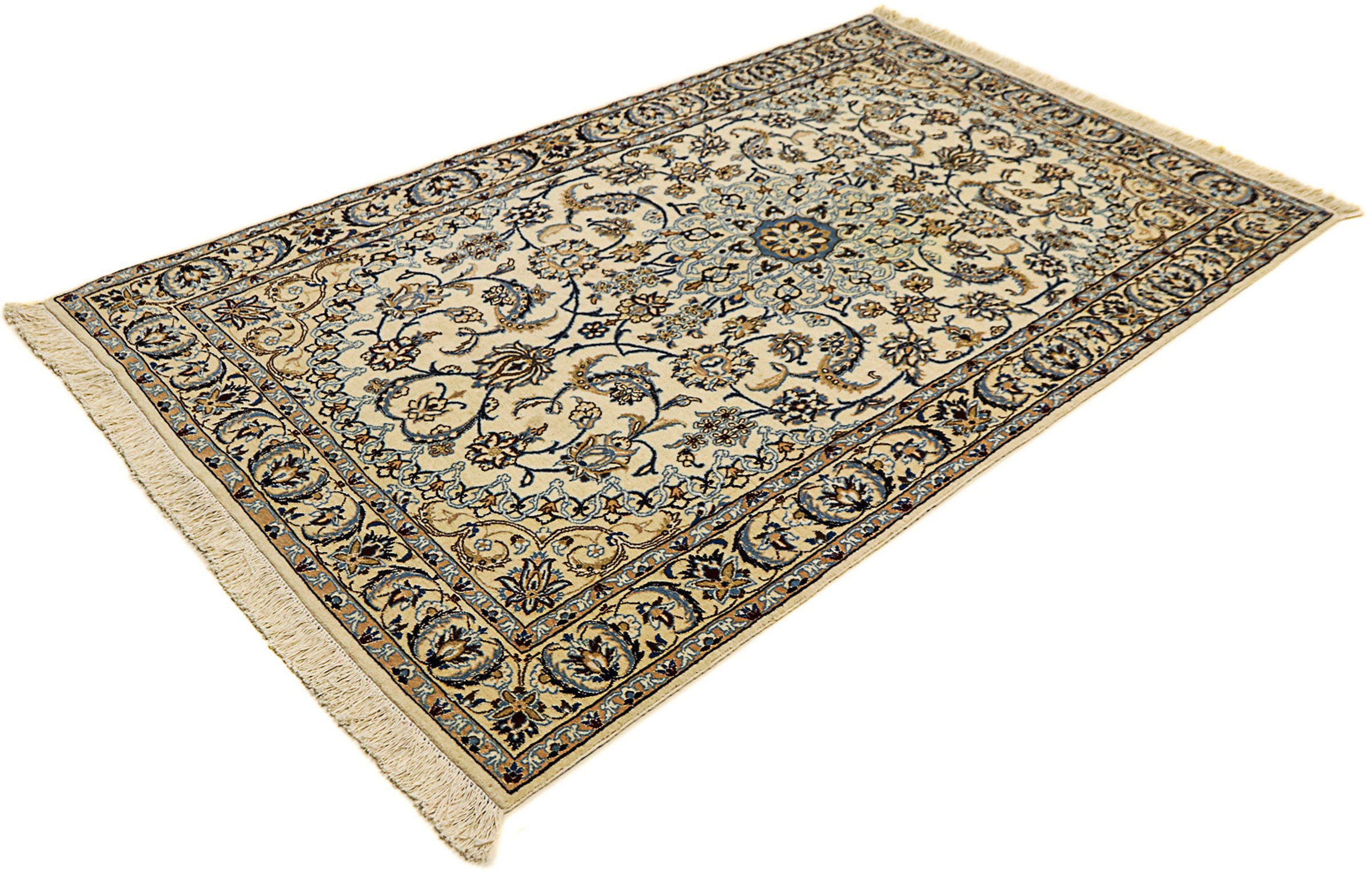 Image of morgenland Orientteppich »Perser - Nain - Royal - 205 x 125 cm - beige«, rechteckig, 10 mm Höhe, Wohnzimmer, Handgeknüpft, Einzelstück mit Zertifikat bei Ackermann Versand Schweiz