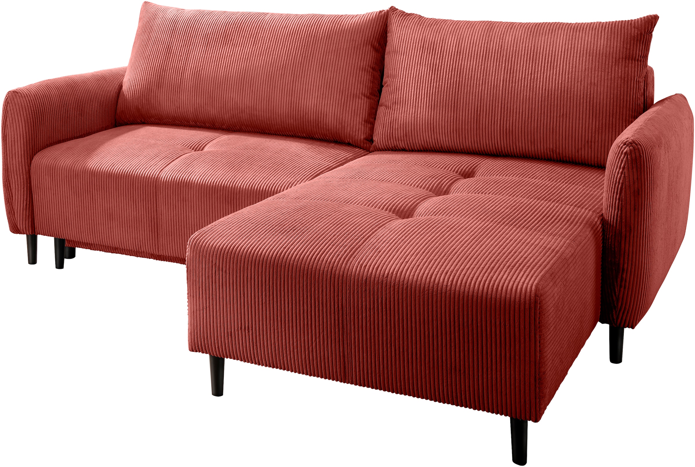 INOSIGN Ecksofa »Mara, L-Form, aktueller Cord Bezug und tolle Farben, schmale Armlehnen«, whlw. mit Bettfunktion,Recamiere links/rechts montierbar, Breite 238cm