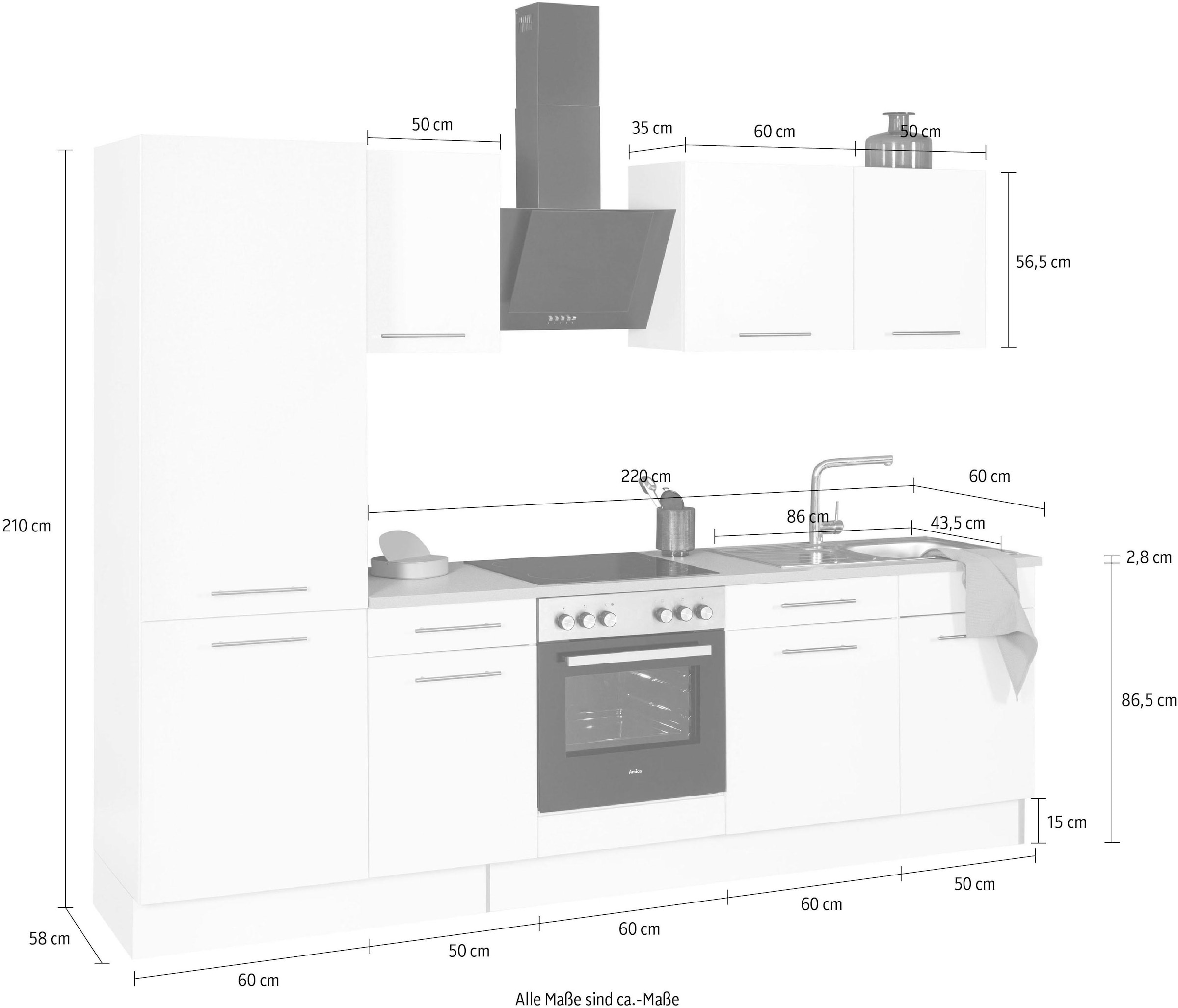 wiho Küchen Küchenzeile »Ela«, Breite 280 cm, Soft-Close-Funktion, höhenverstellbare Füsse